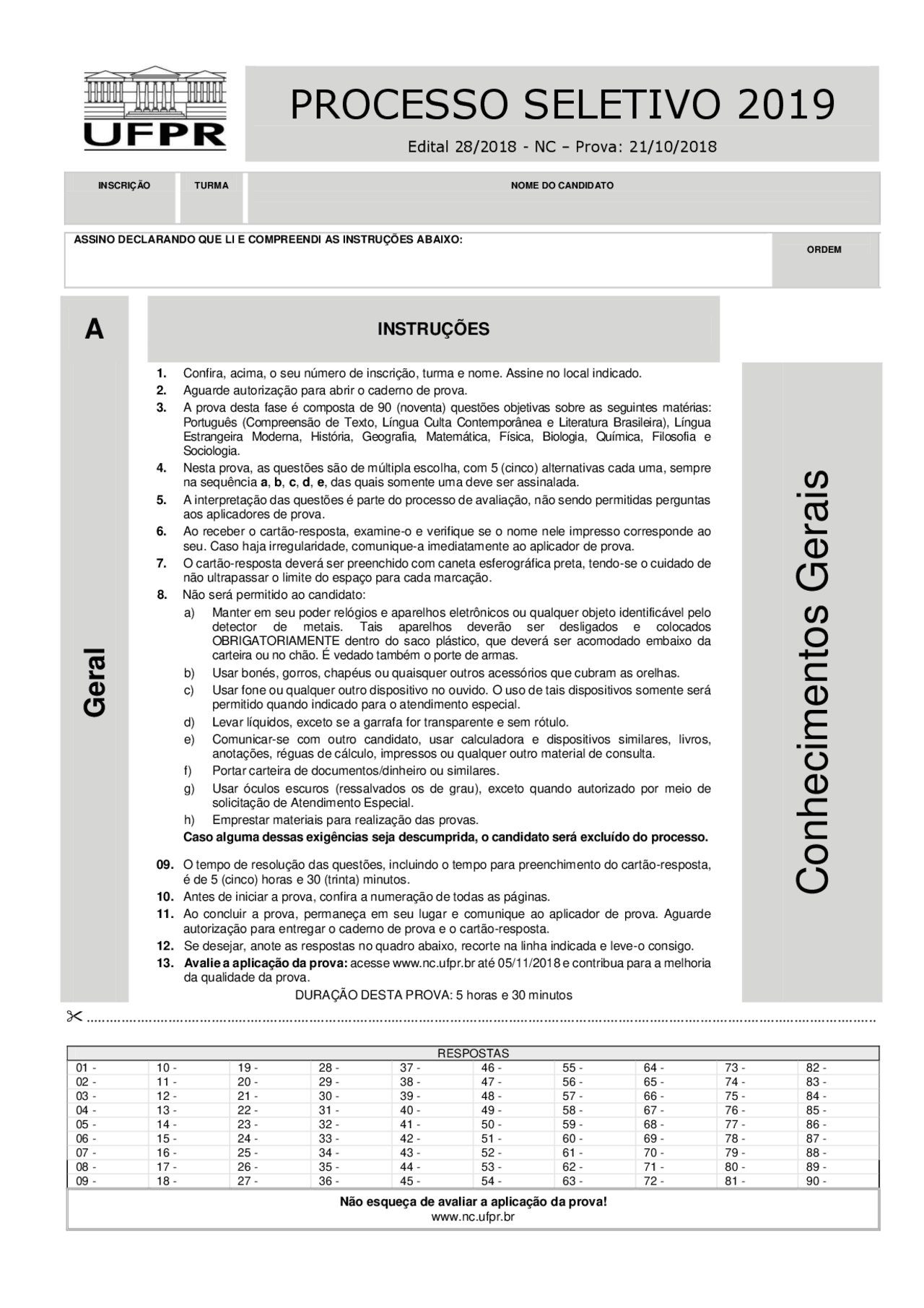 Prova Ufpr Sem Gabarito - ZULEDU