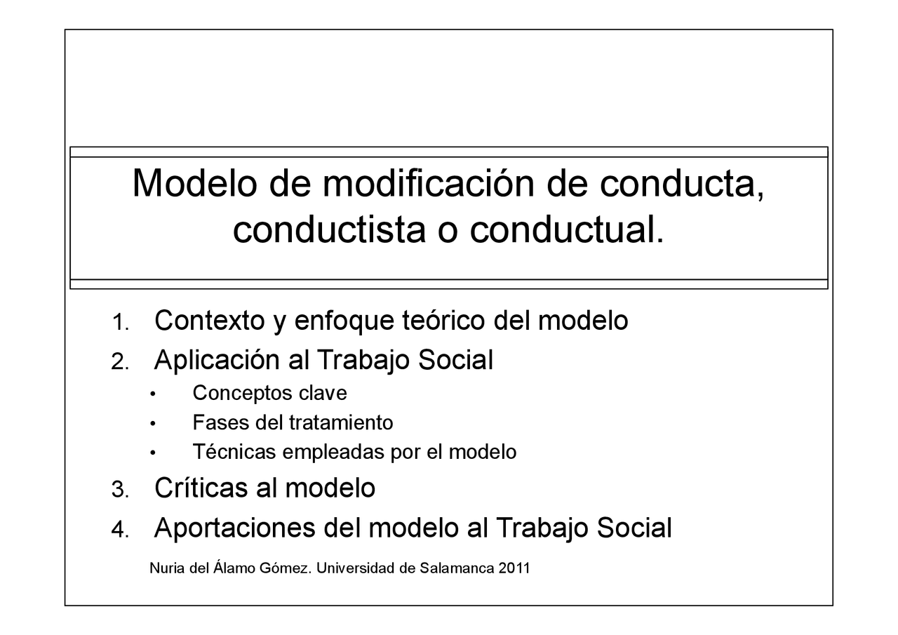 Modelo conductista en trabajo social | Apuntes de Técnicas