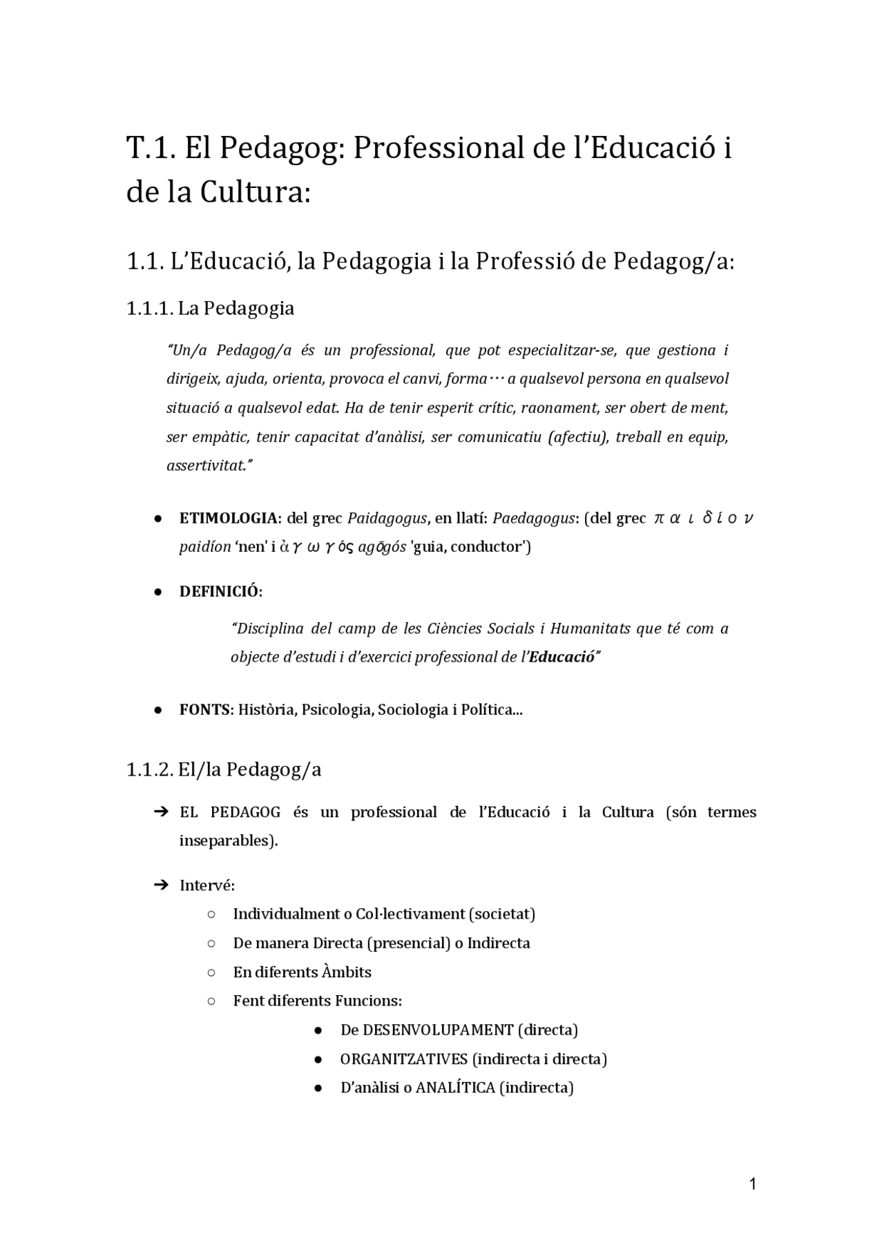 Apunts l'Exercici Professional de la Pedagogia Tema 1 - Docsity