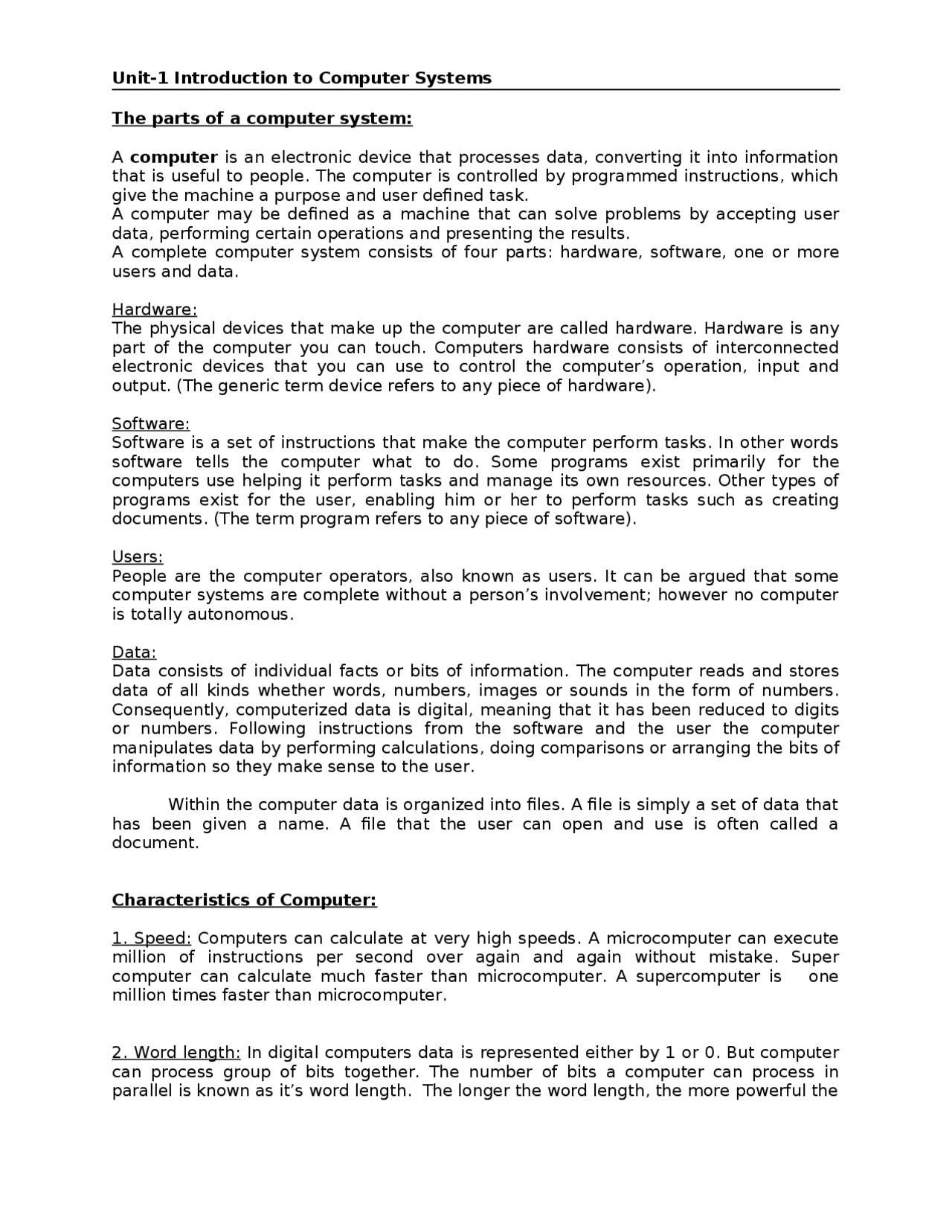 Computer Applications | Lecture notes Computer Applications | Docsity