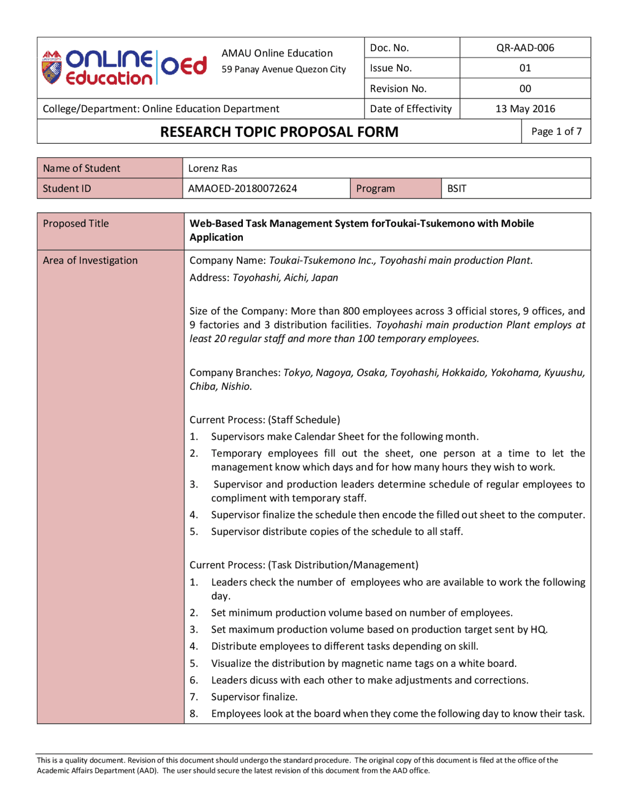 Title 3 Web Based Task Management System ForToukai Tsukemono With Title 3 web based task management system fortoukai tsukemono with