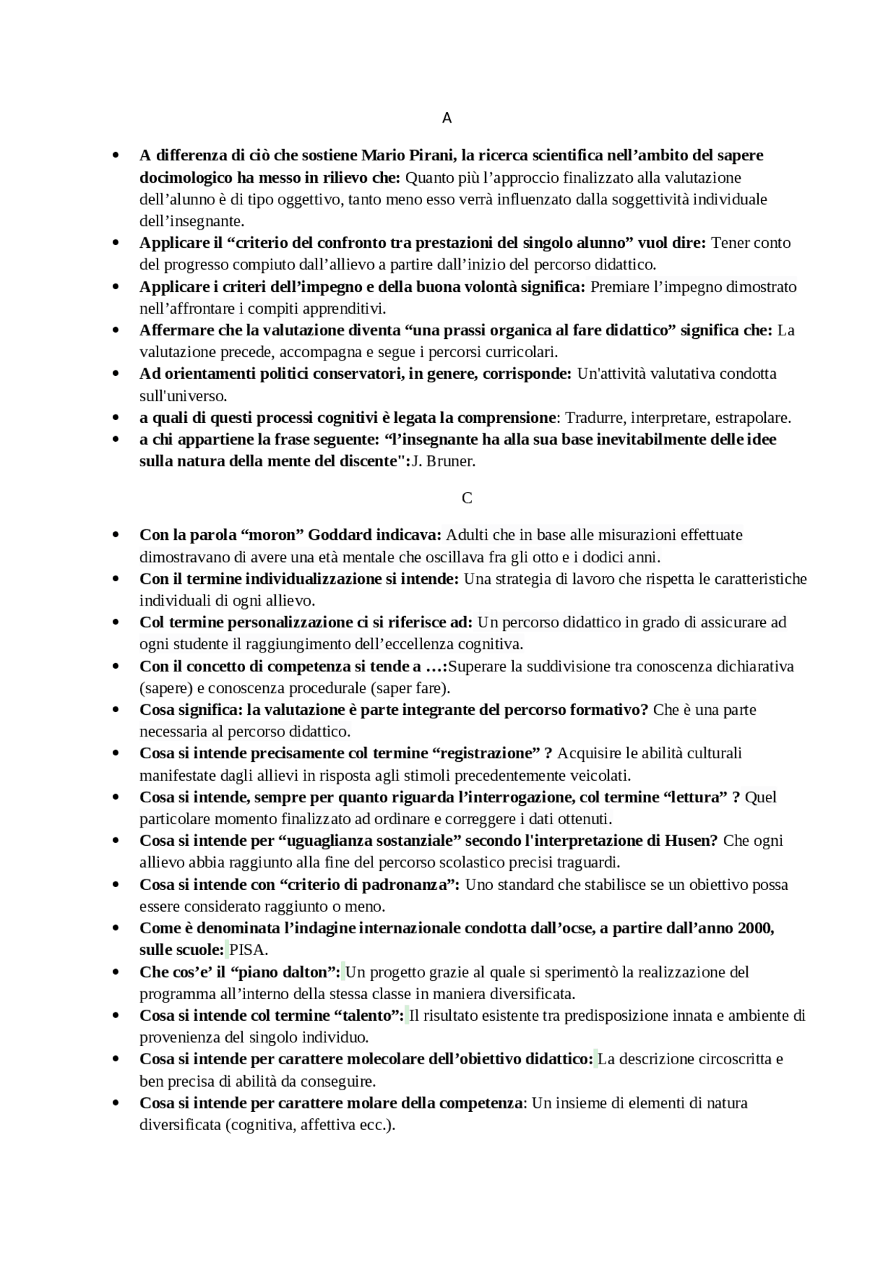 Domande e risposte Docimologia | Prove d'esame di Docimologia - metodi ...