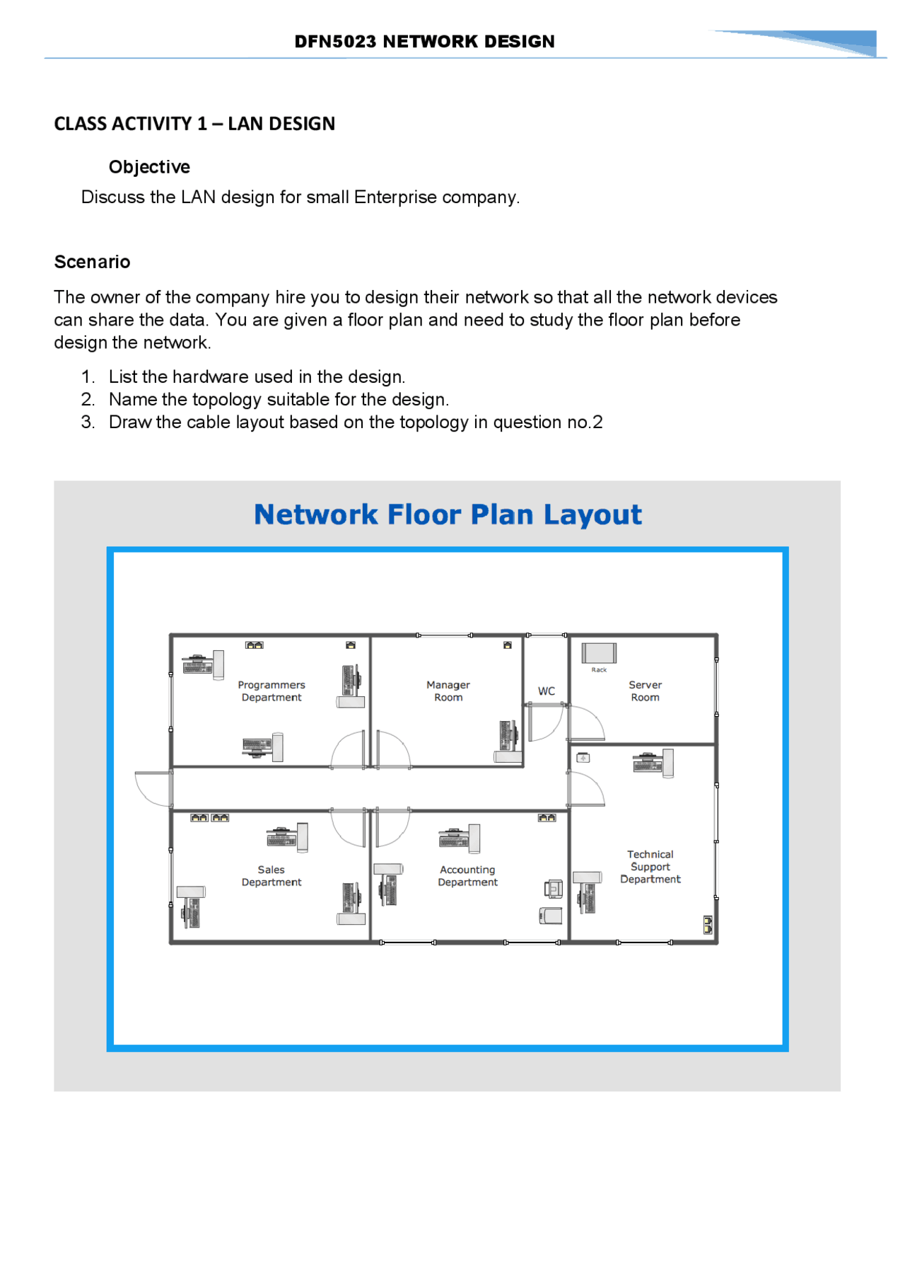 CLASS ACTIVITY 1 – LAN DESIGN - Docsity
