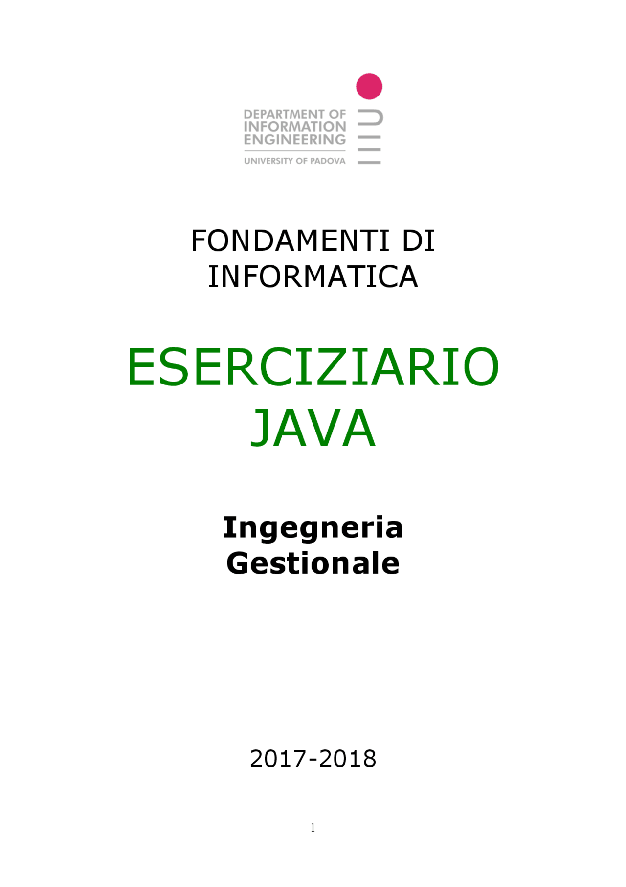 Eserciziario programmazione java | Esercizi di Elementi di Informatica ...