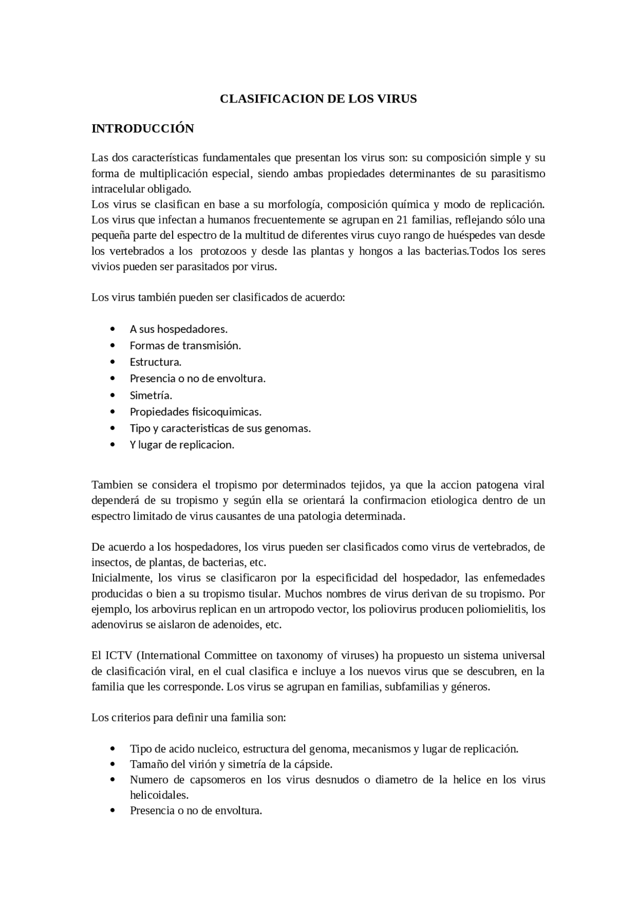 Clasificación de los virus | Resúmenes de Virología | Docsity