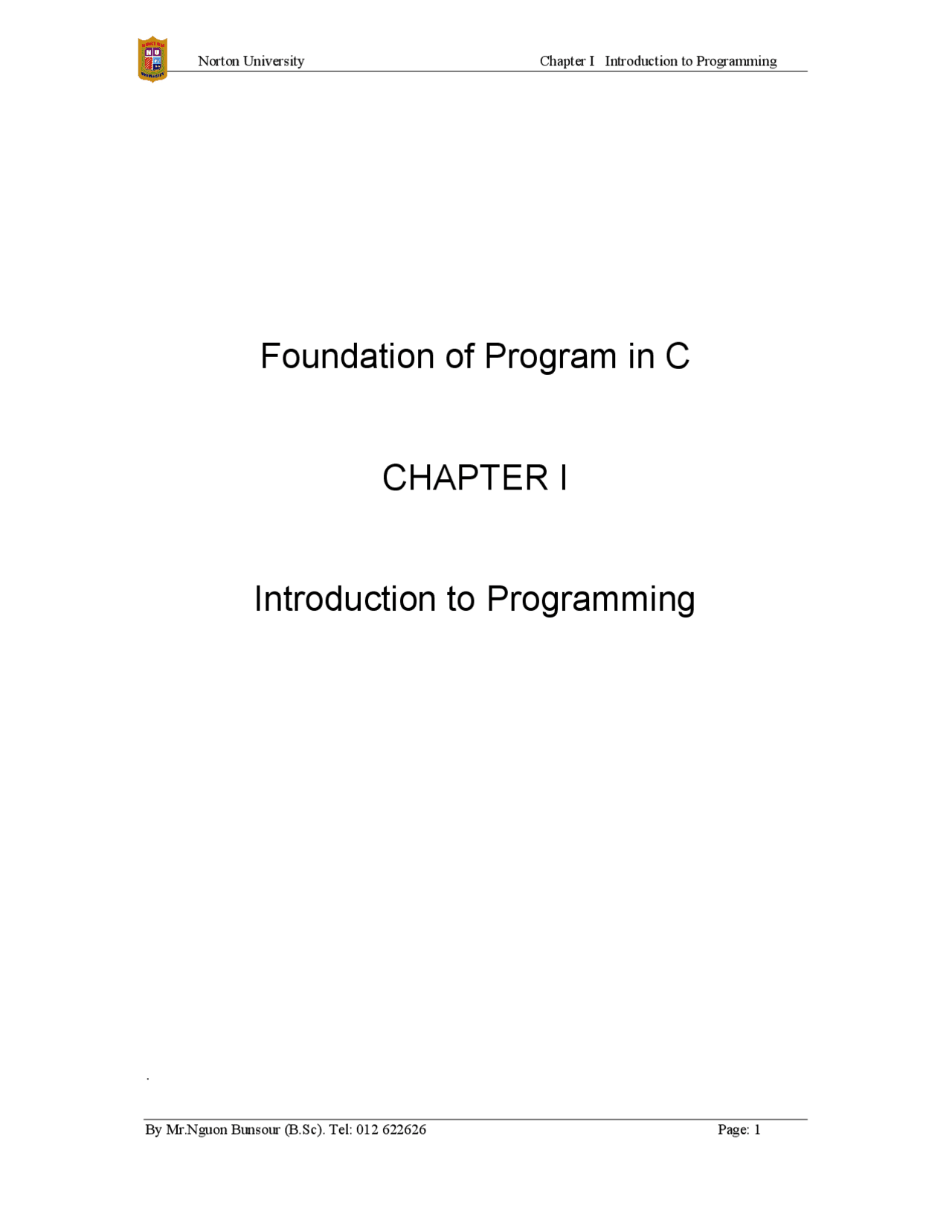 C programming Chapter 1 - Docsity