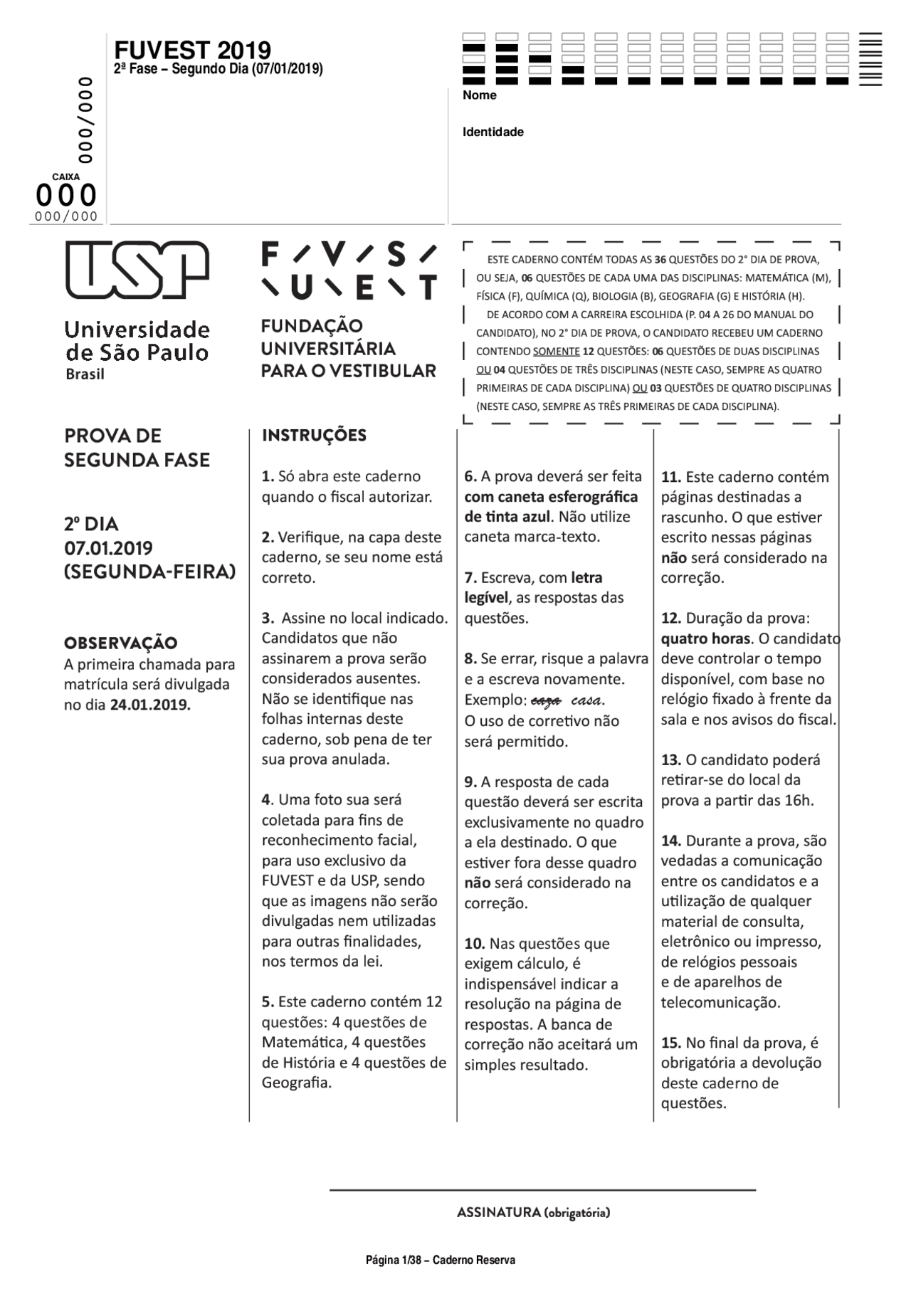 FUVEST Segunda Fase 2º DIA.pdf | Provas Física | Docsity