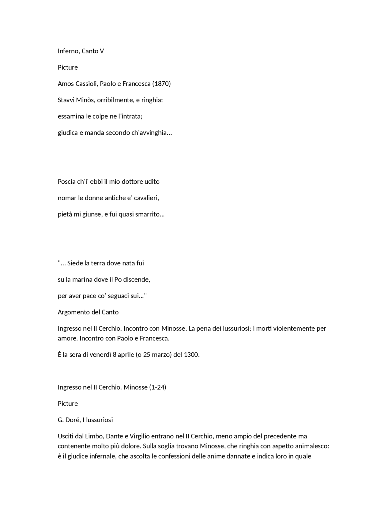 Analisi canto quinto Divina commedia; Dante Alighieri Docsity