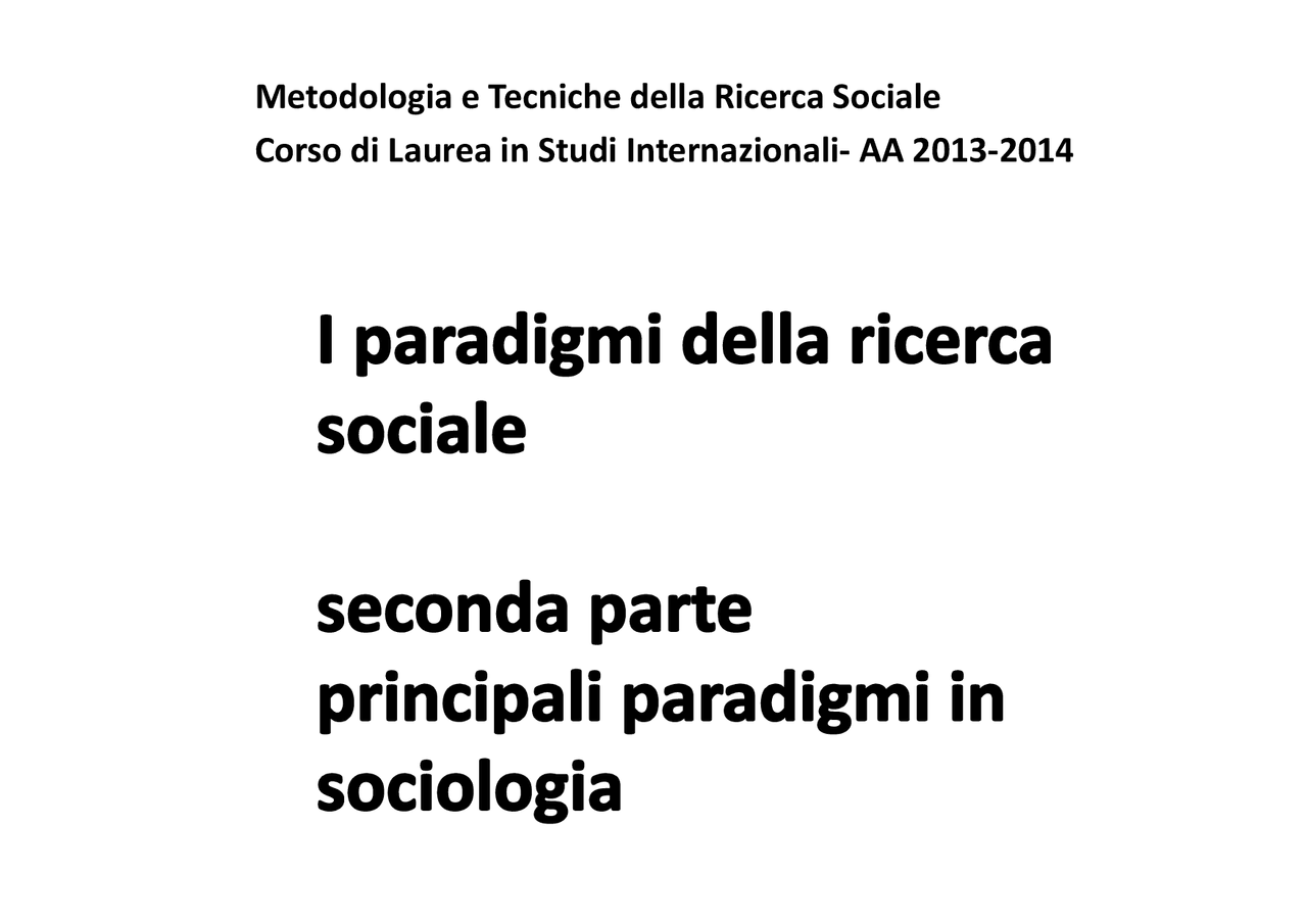 Metodologie E Tecniche Della Ricerca Sociale