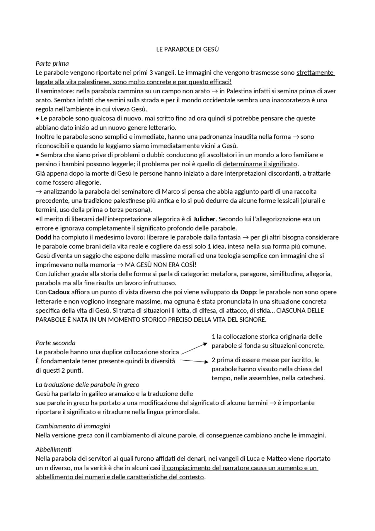 Riassunto del libro Le parabole di Gesù Docsity