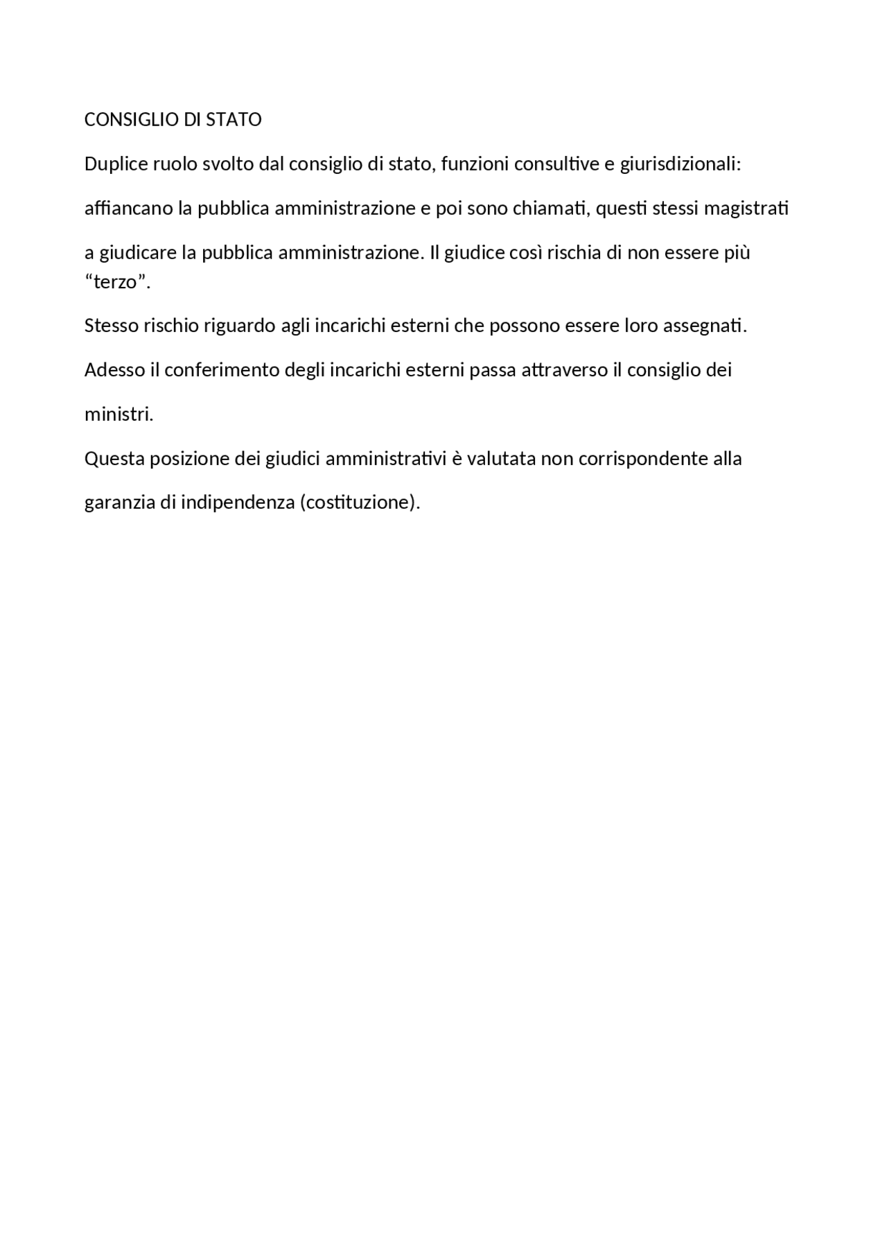 Consiglio di stato. Elementi fondamentali Docsity