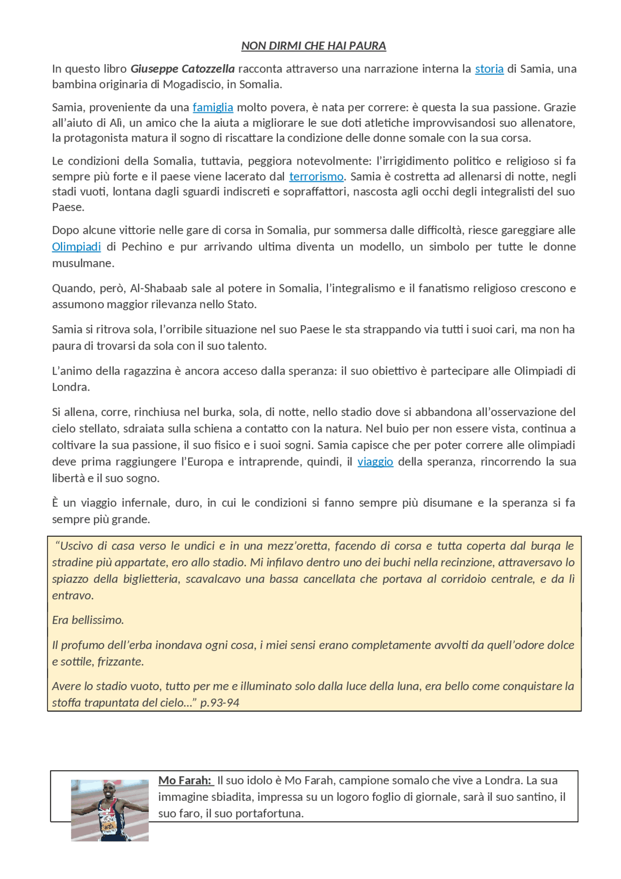 Non dirmi che hai paura di Giusepe Catozzella | Appunti di Italiano Non dirmi che hai paura di Giusepe Catozzella | Appunti di Italiano