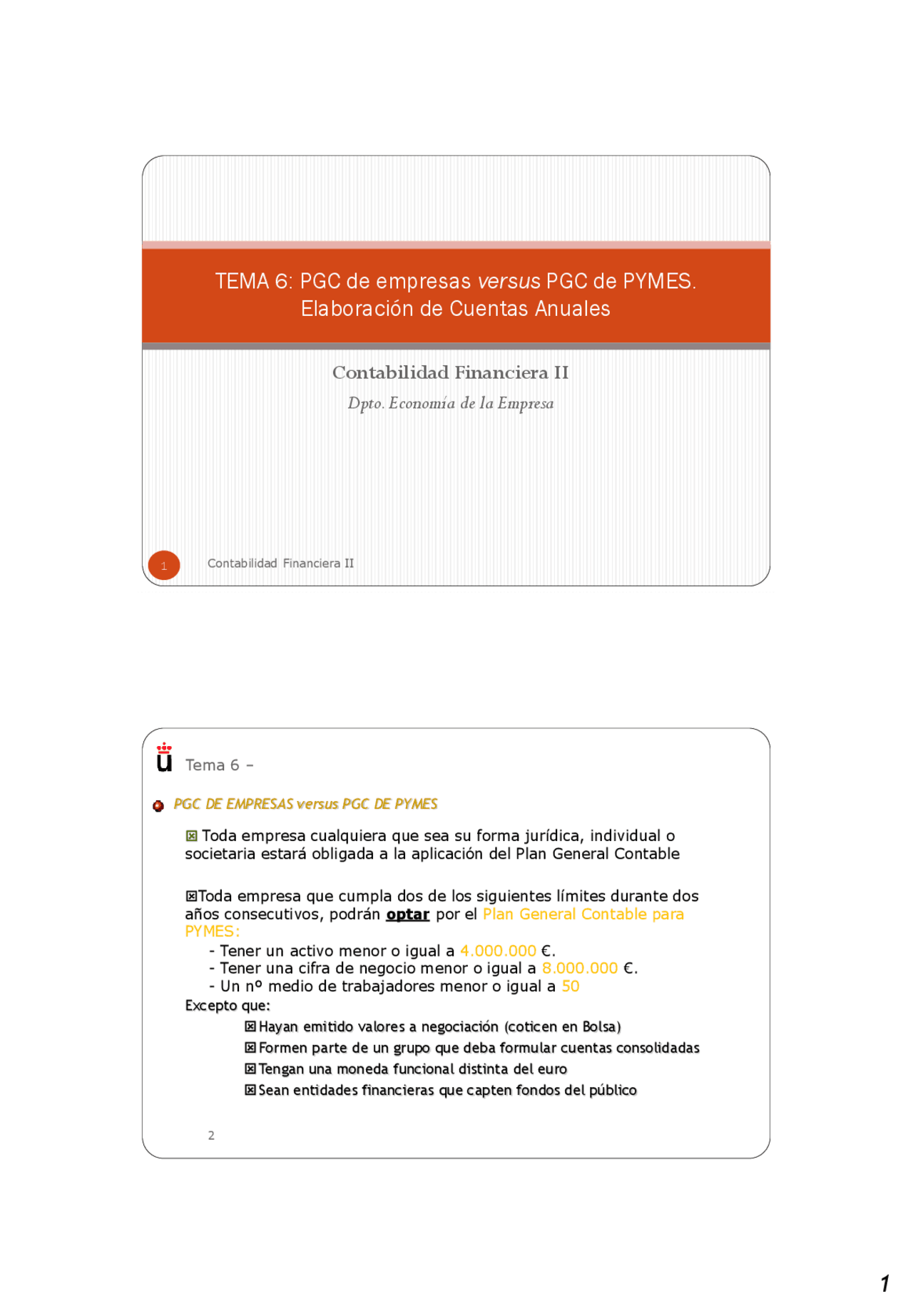 Tema 6: PGC vs. PCG en Pymes | Apuntes de Contabilidad Financiera | Docsity