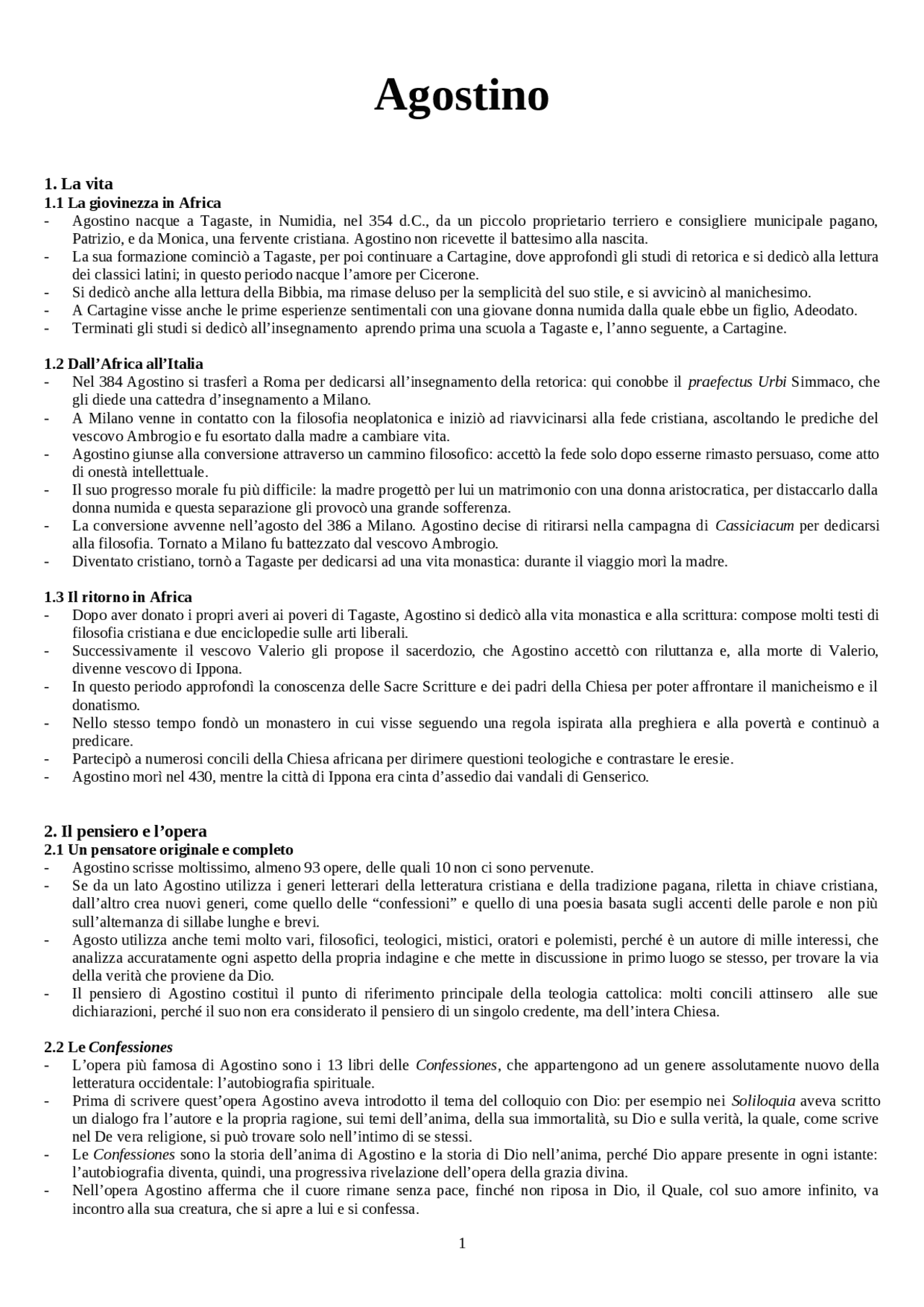 AGOSTINO VITA ED OPERE Docsity