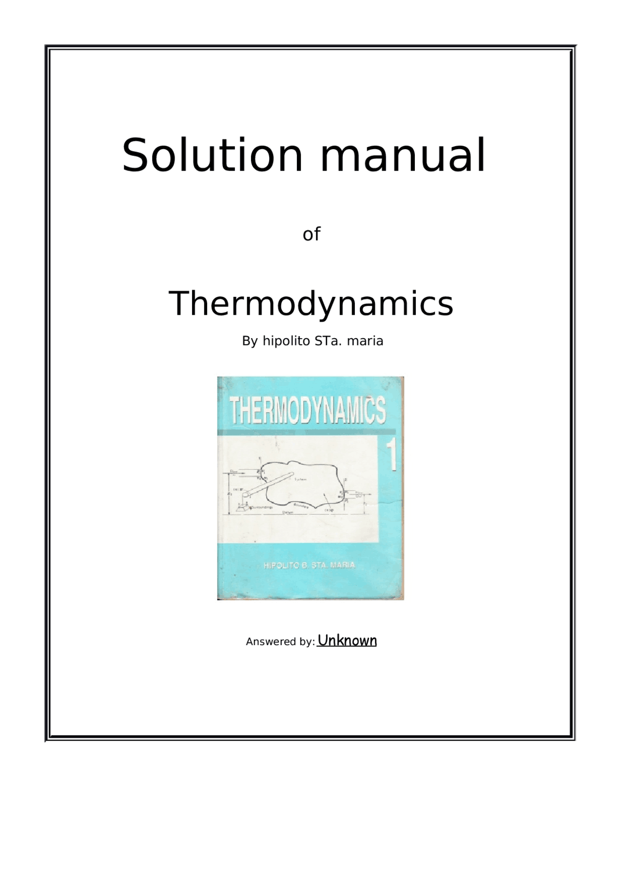 Thermodynamics by hipolito STa. maria Chapter 2 Solutions | Exams ...