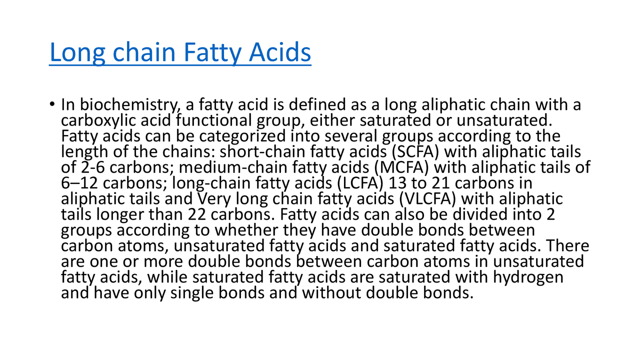 Long chain Fatty Acids - Docsity
