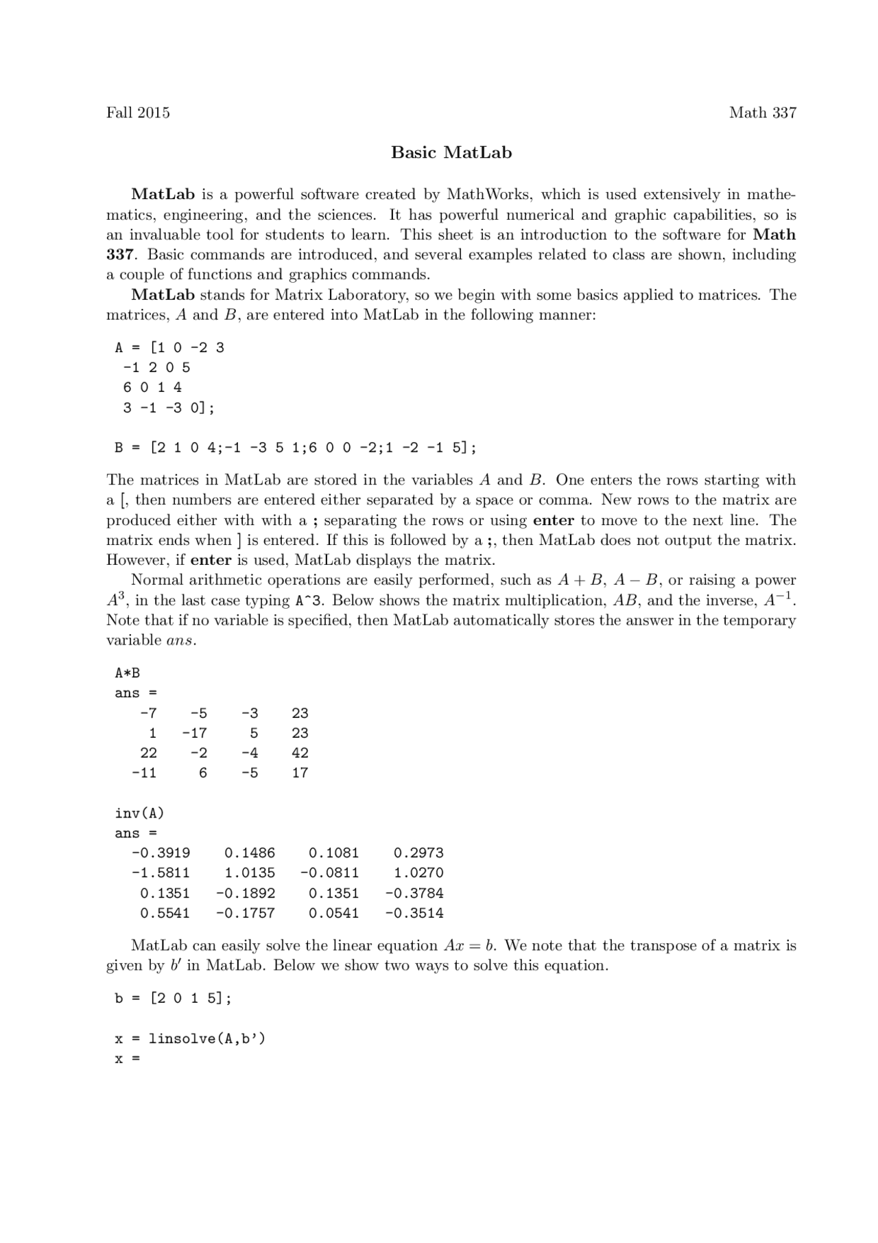 Matlab For Dummies Preview Introduction to matlab - Docsity