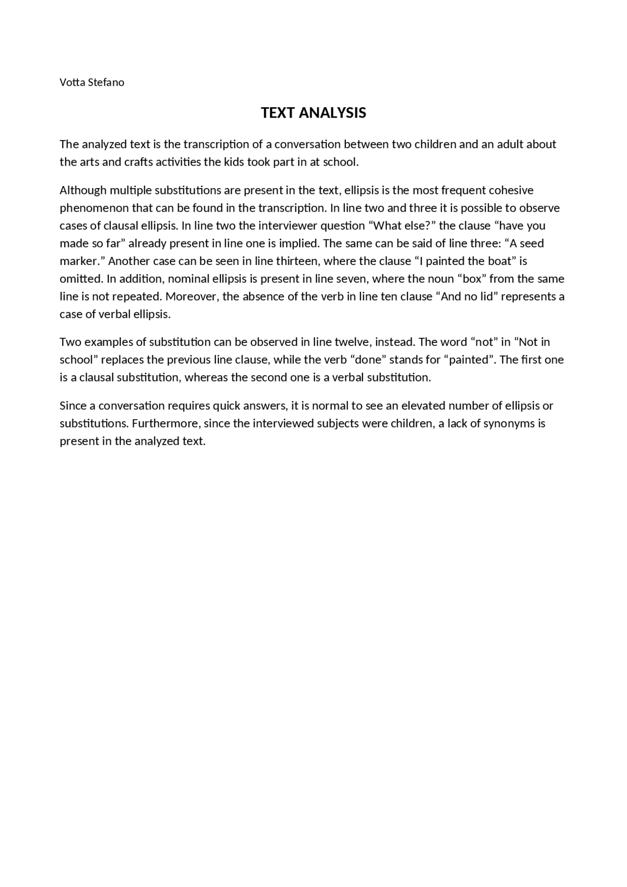English Example Text Analysis Texts Text analysis in English - Docsity