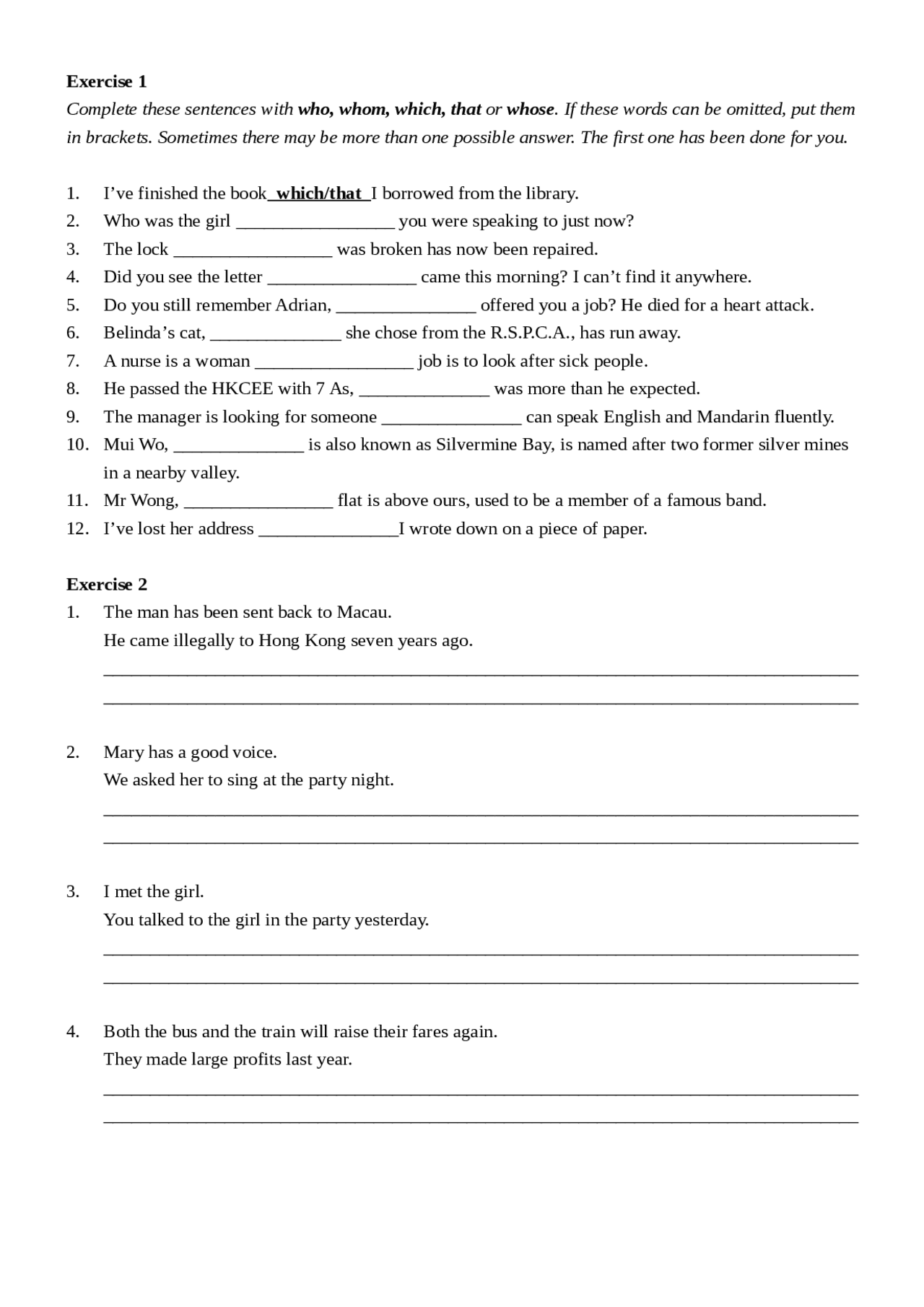 English exercises to improve your grammar! - Docsity