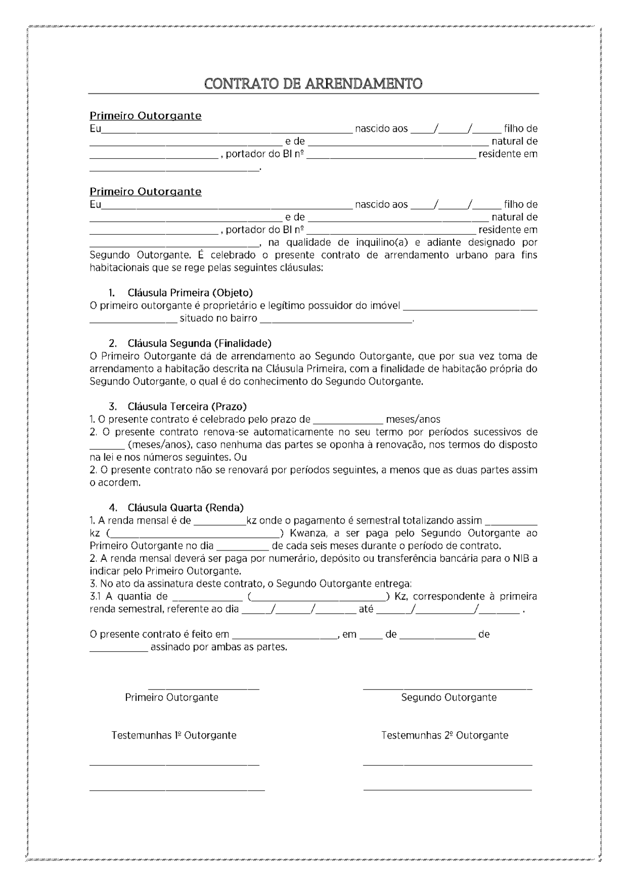 Modelos De Contrato De Arrendamento Em Angola Image To U 7324