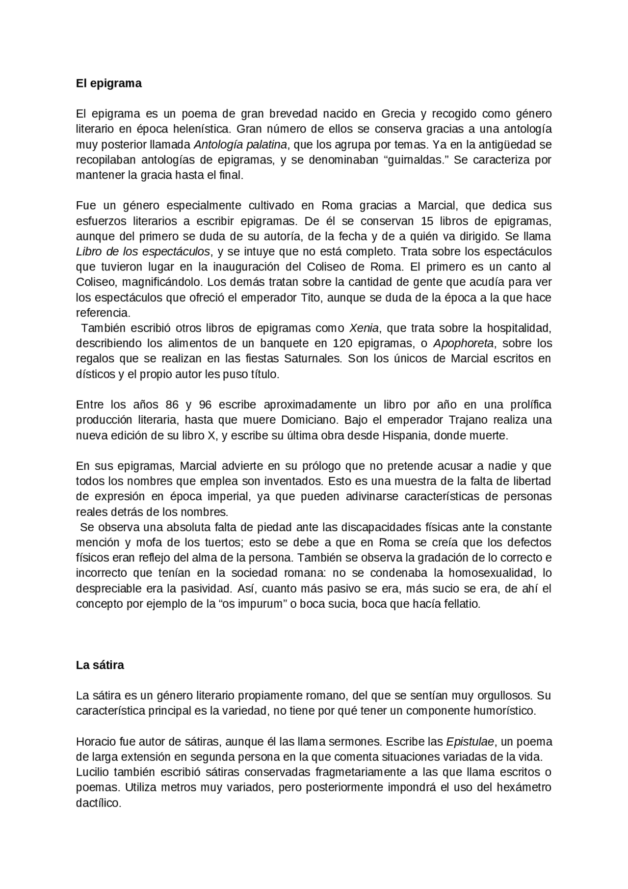 Satira Y Epigrama Grecolatina I Docsity