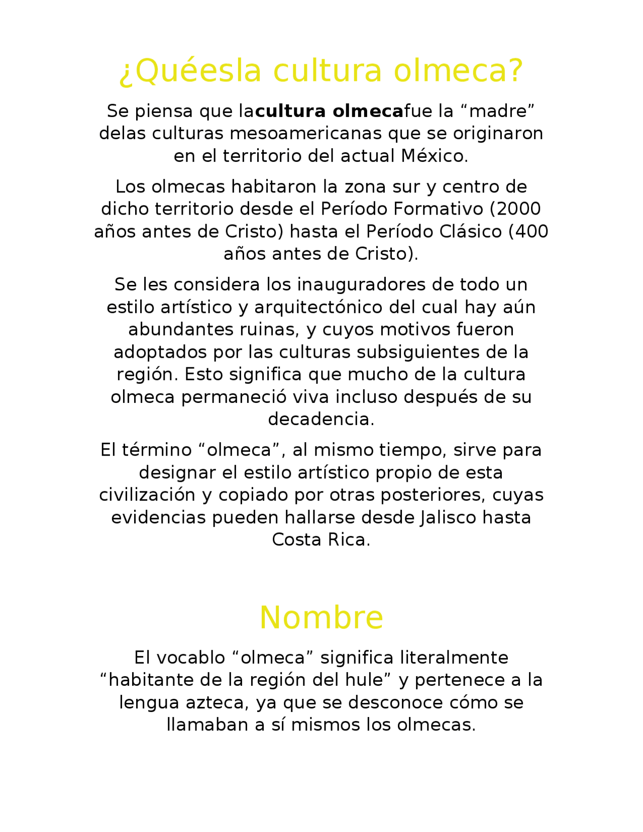 Monografia De La Cultura Olmeca Docsity