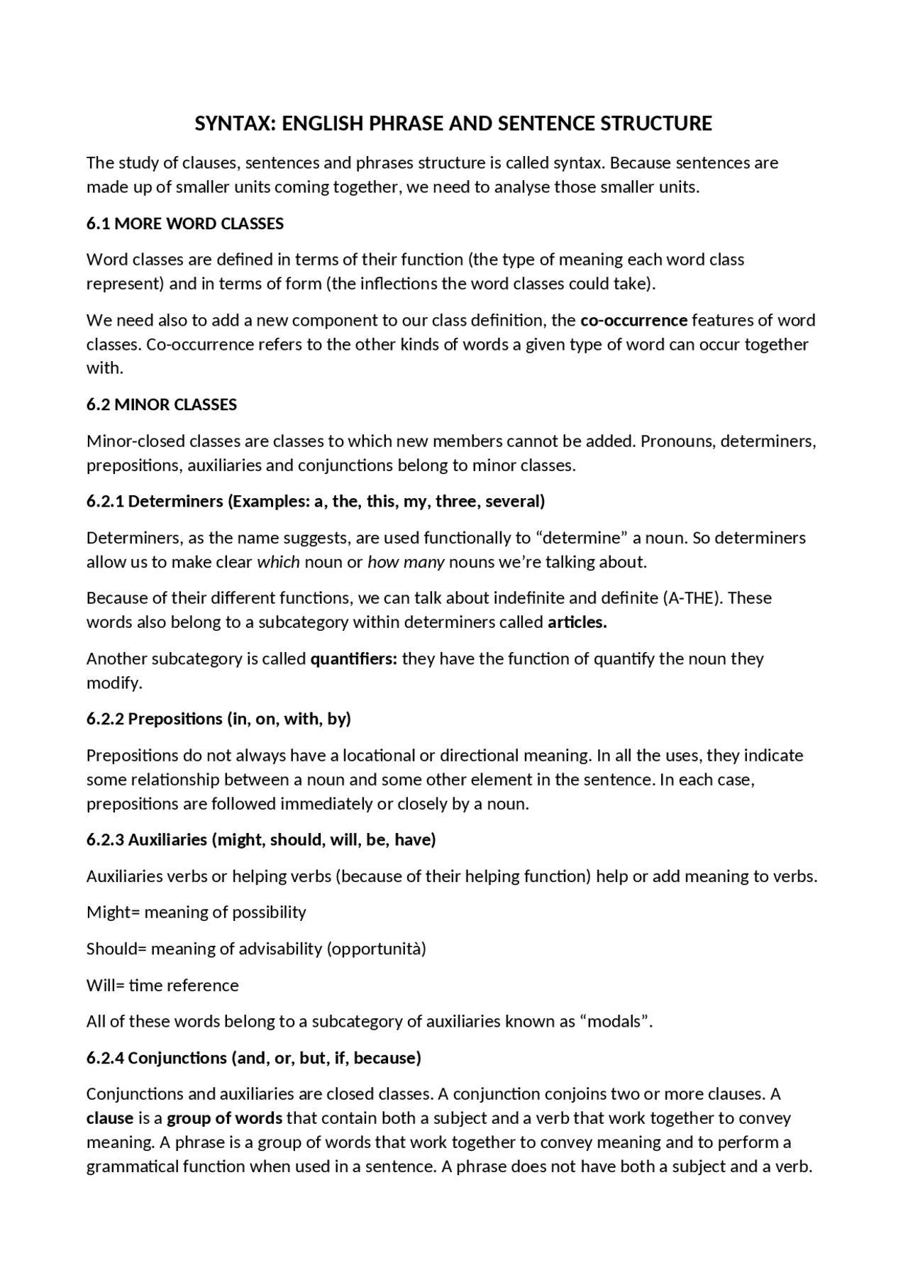 Schema English syntax - Docsity