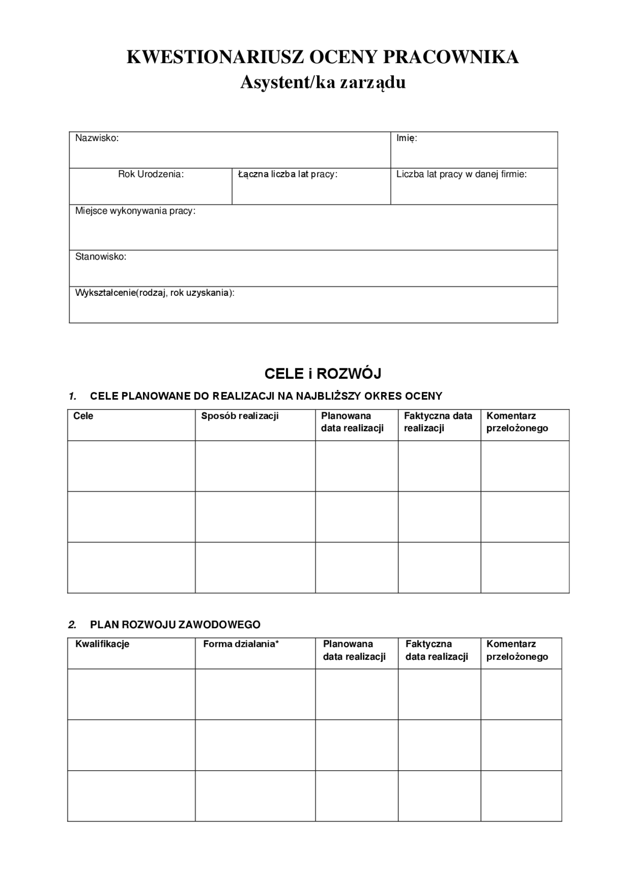 Kwestionariusz Oceny Pracownika Docsity kwestionariusz-oceny-pracownika-docsity