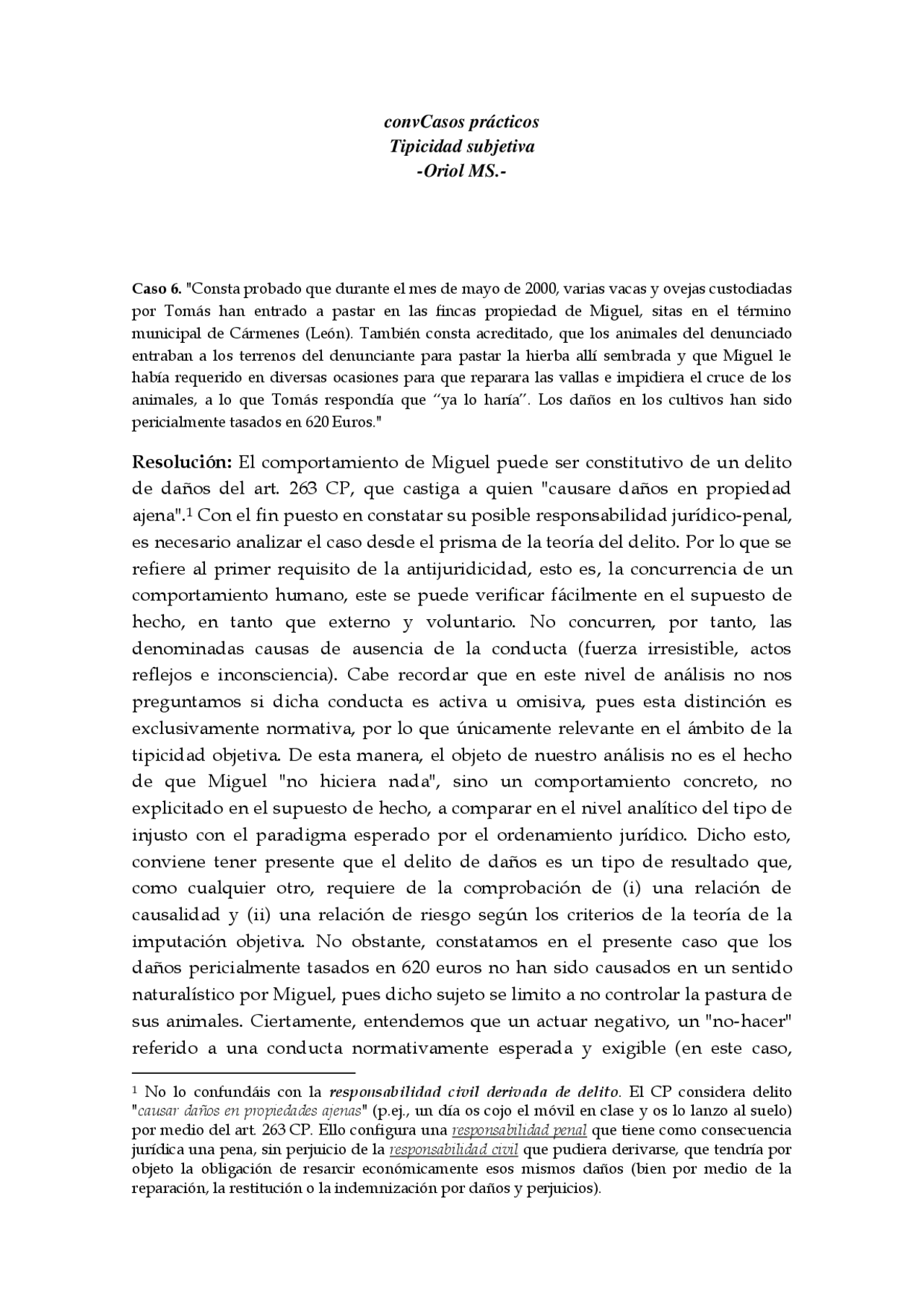 Cas pràctil penal III - Docsity