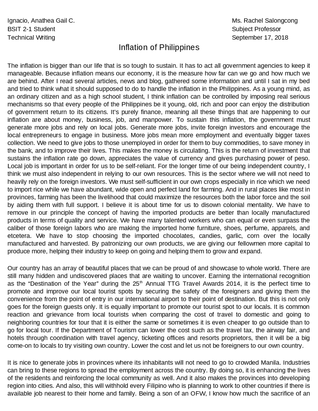 Inflation in Philippines - Docsity