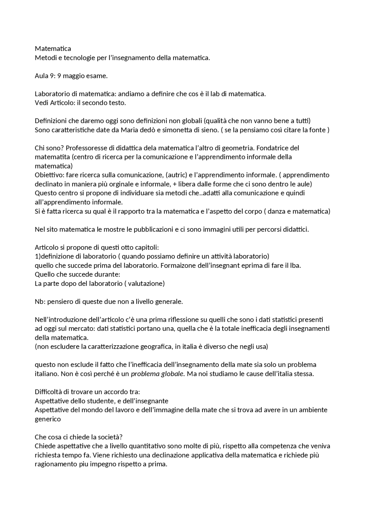 Spiegazione fondamenti della matematica - Docsity