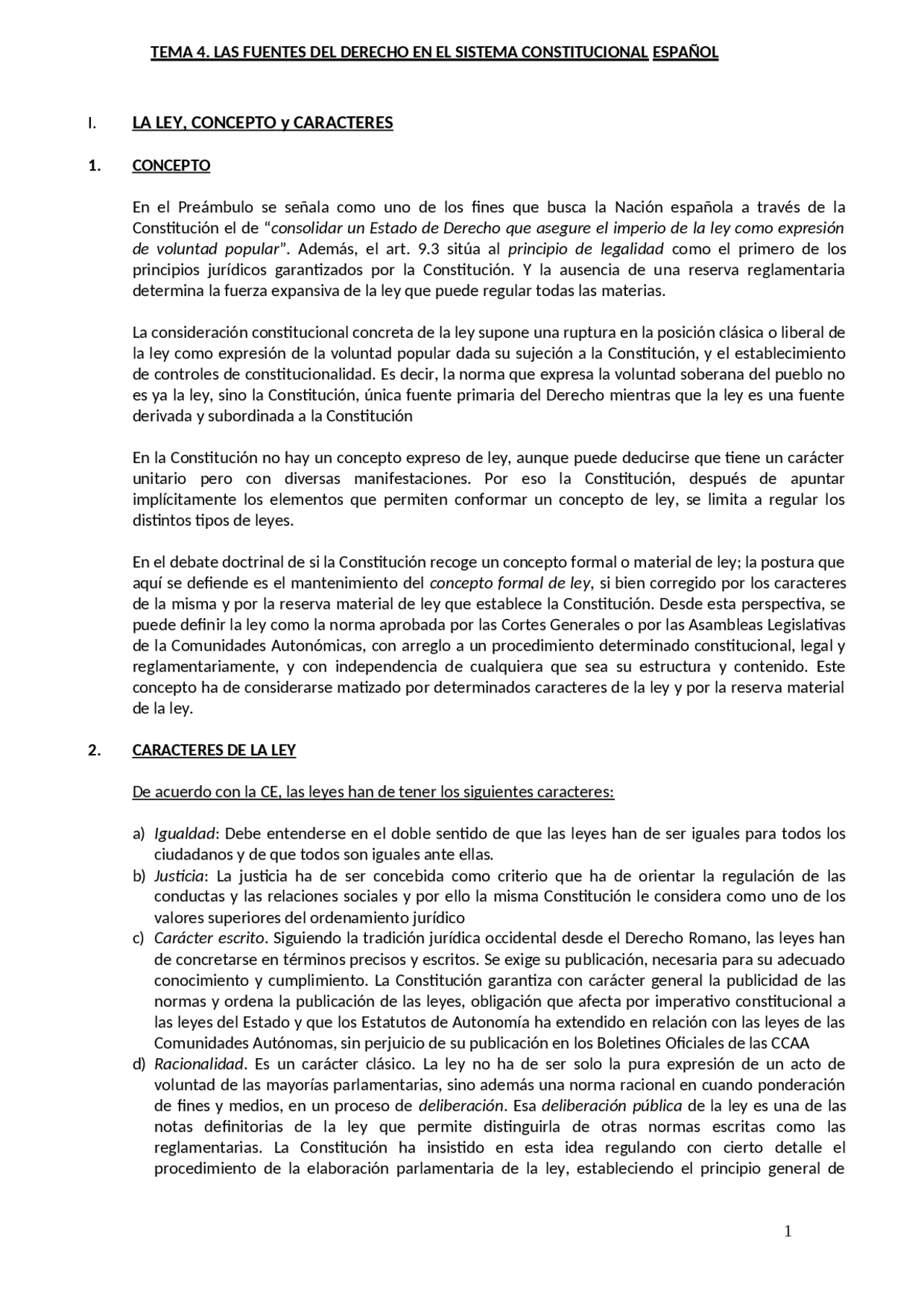 TEMA 4 - LEY, CONCEPTO Y CARACTERES | Apuntes de Derecho Constitucional ...