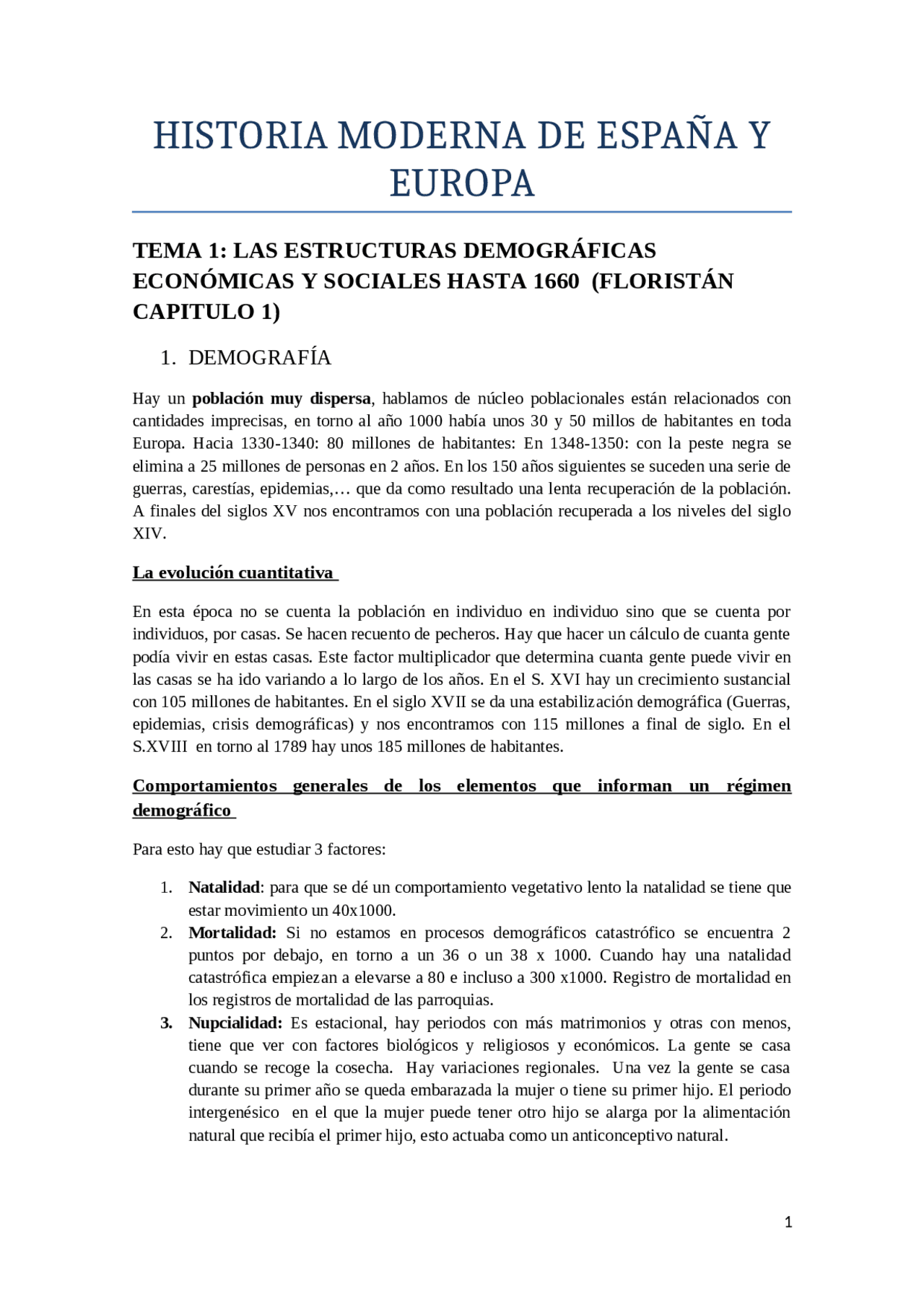 Historia Moderna de España y Europa I - Docsity