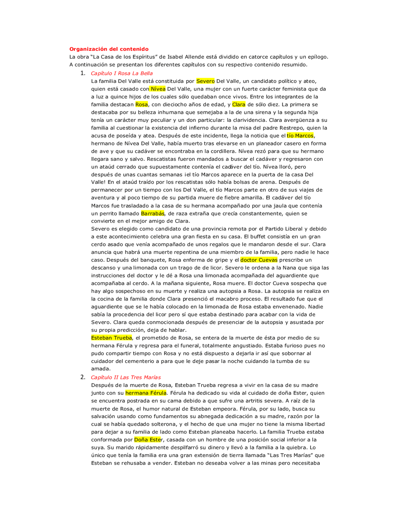 La casa de los Espíritus - Docsity