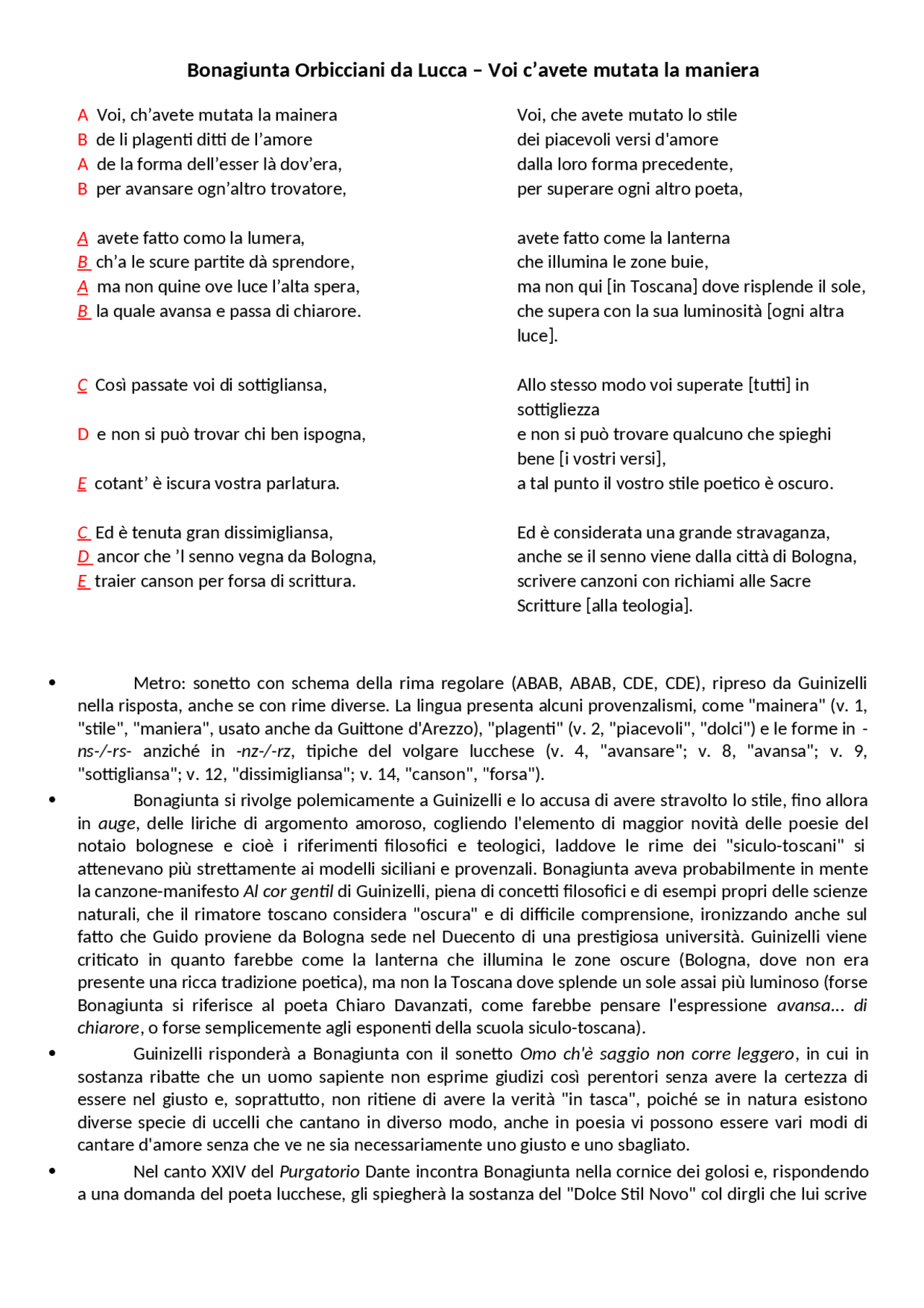 Bonagiunta Orbicciani da Lucca Docsity