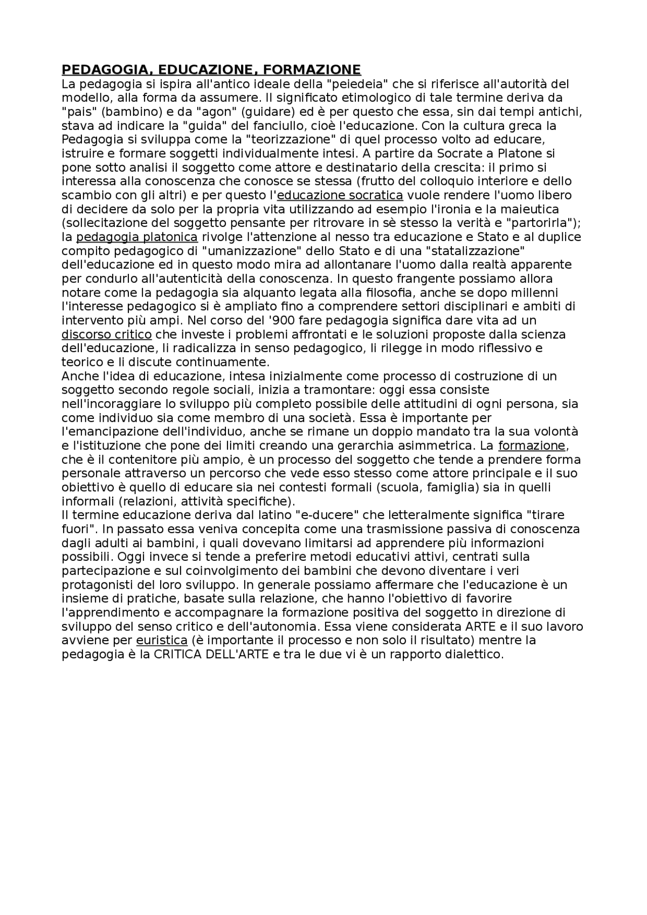 Pedagogia-Educazione-Formazione - Docsity