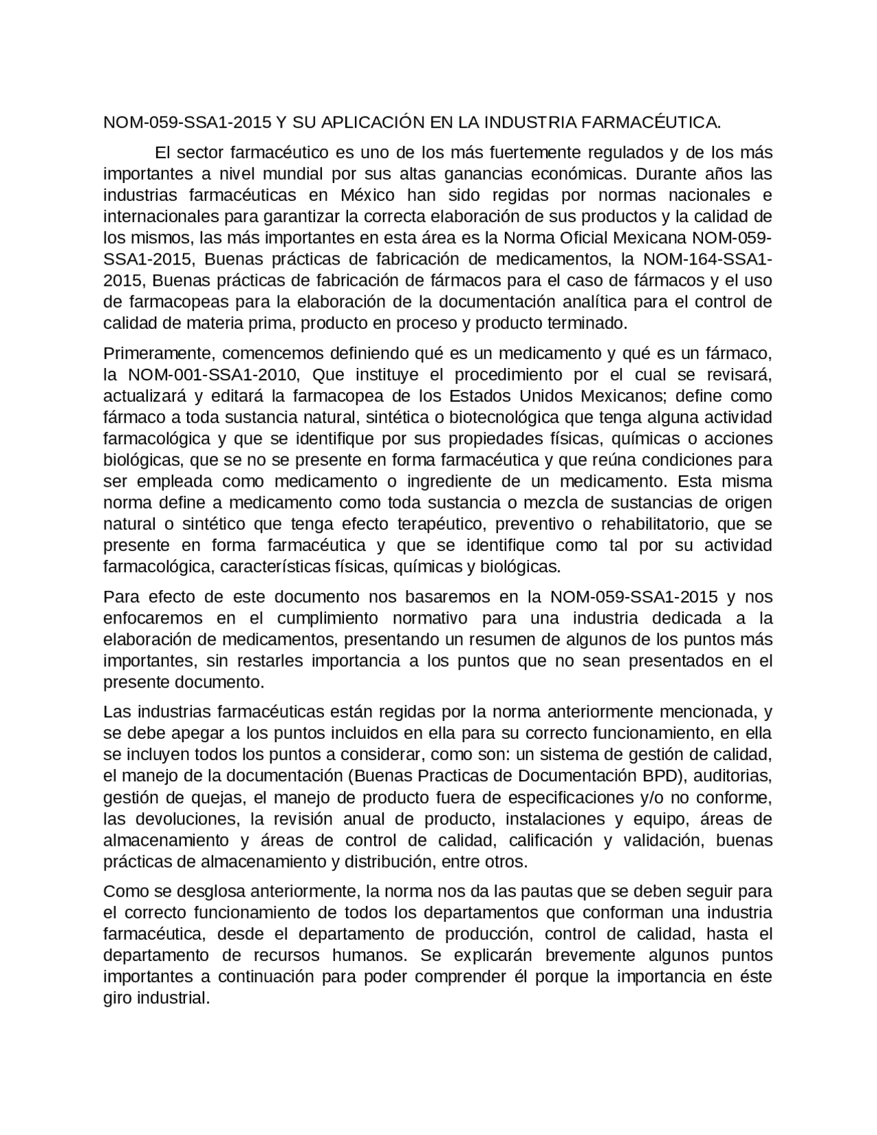La NOM 059 MX y su aplicación en la industria farmacéutica - Docsity