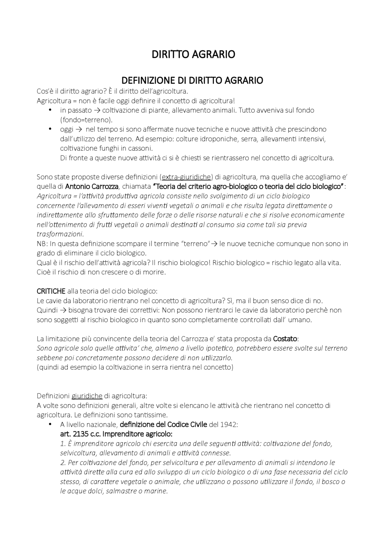 Appunti sbobinati lezioni diritto agrario Sgarbanti 2019/2020 ...