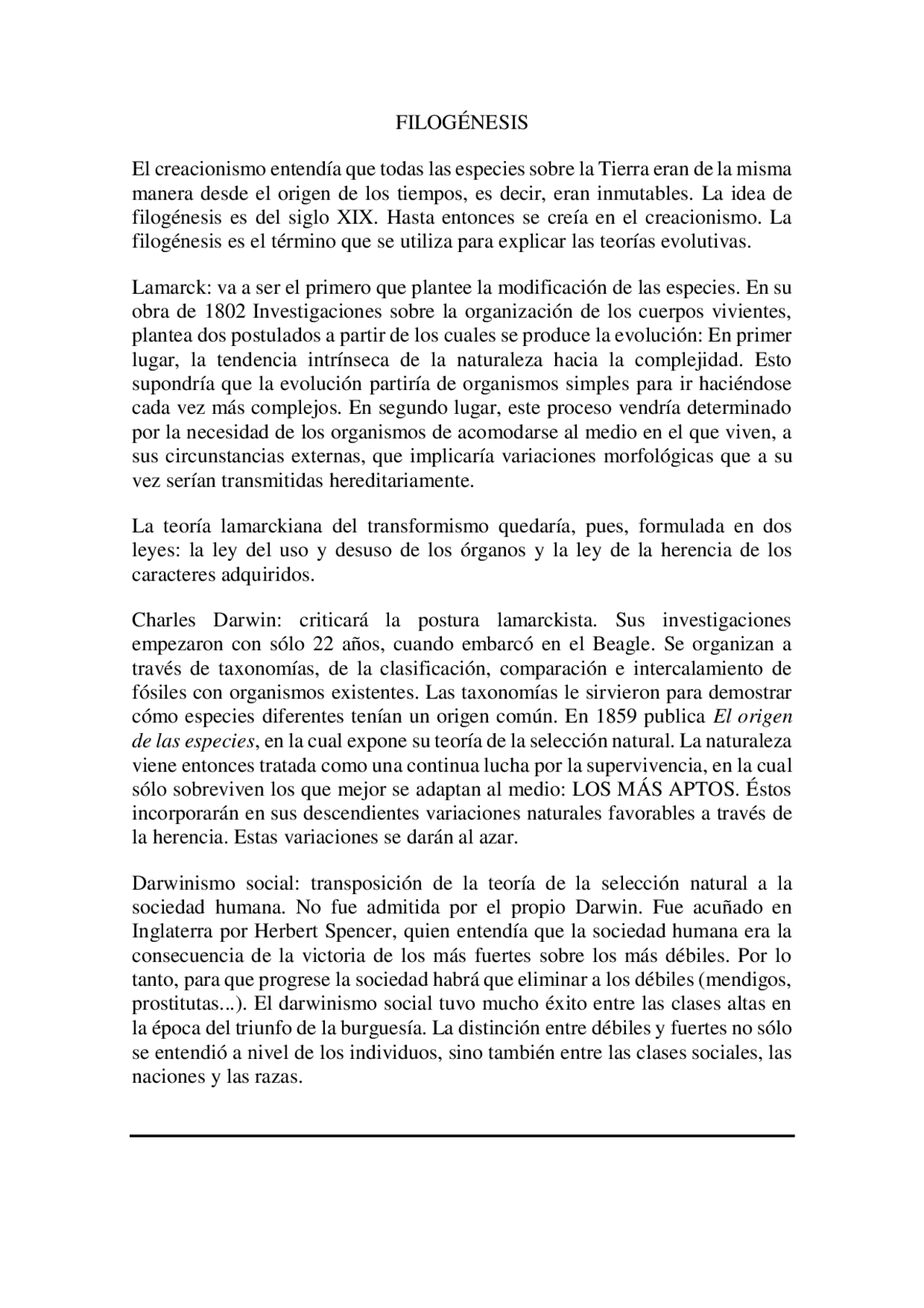 Filogénesis y antropogenesis - Docsity