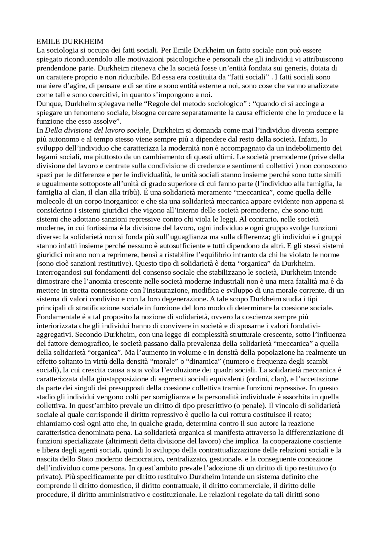 Durkheim, regole del metodo sociologico, della divisione del lavoro e suicidio Docsity Durkheim, regole del metodo sociologico, della divisione del lavoro e suicidio Docsity