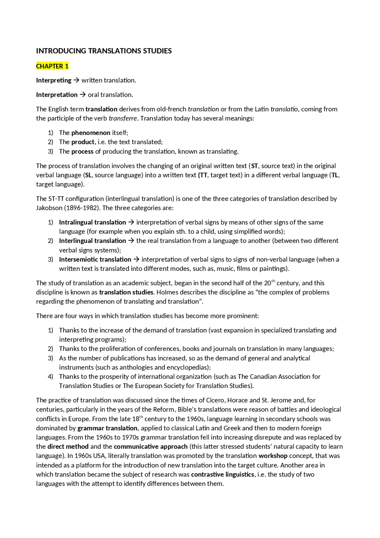 Introduction Translation Studies - Docsity