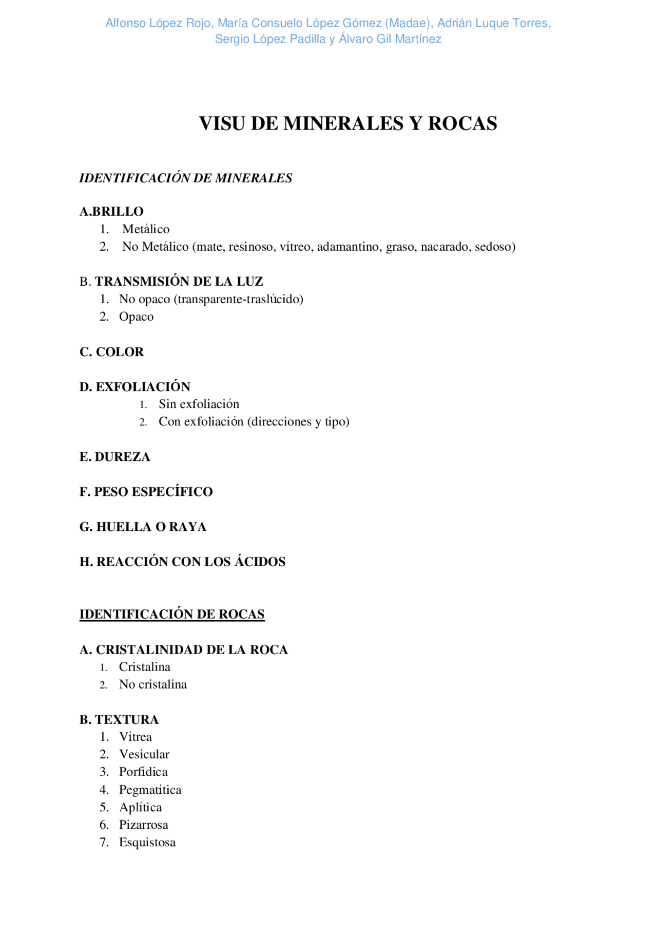 Visu Geología: minerales y rocas | Apuntes de Geología | Docsity