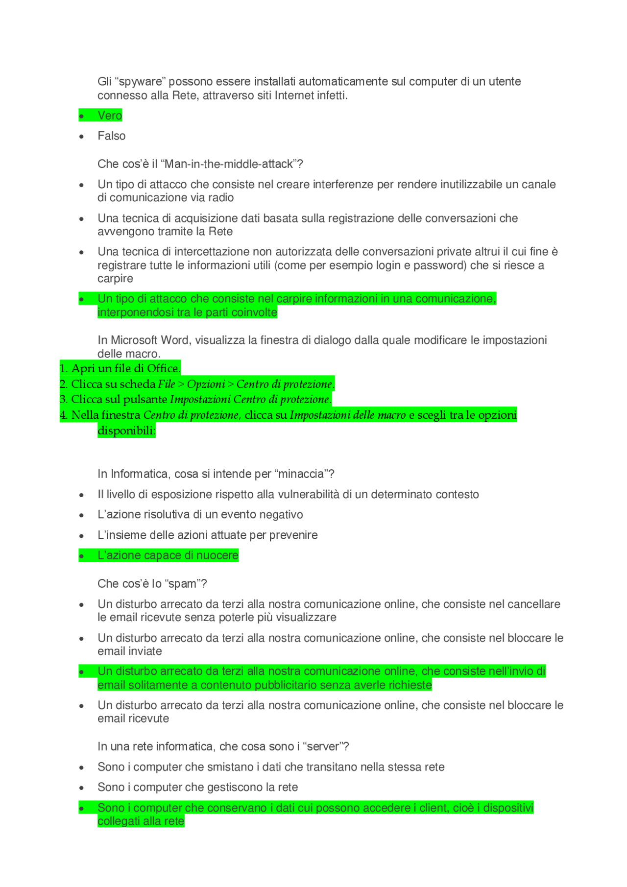 SOLUZIONI EIPASS 7 MODULI ULTIMA VERSIONE - RISPOSTE ESATTE 4 MODULO
