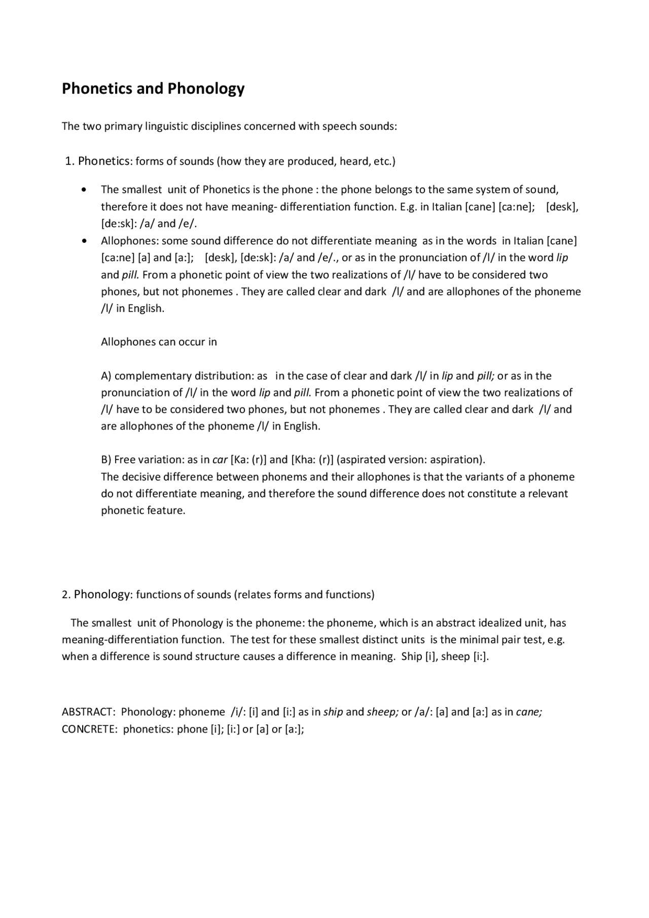 Phonetics and Phonology - Docsity