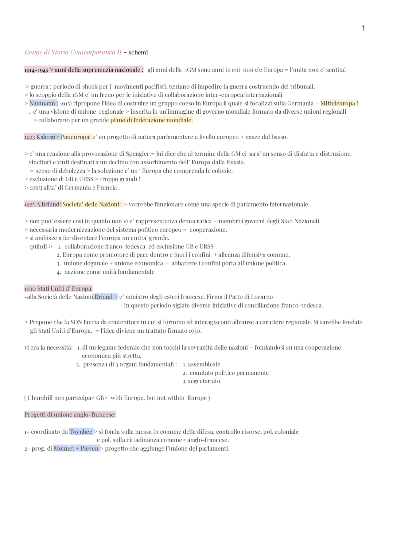 Storia dell'integrazione europea Docsity