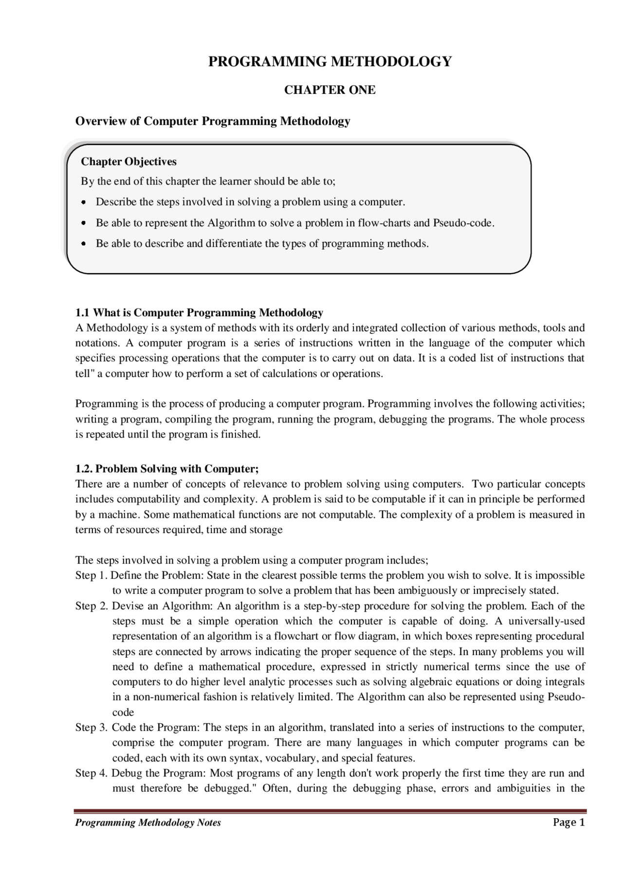Computer Methodology Sample Project Programming methodology - Docsity