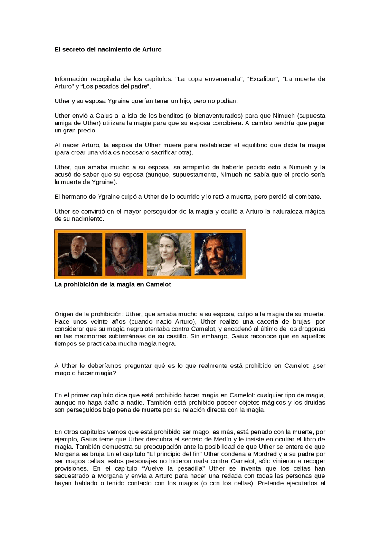 Arturo Y La Tabla Redonda Docsity