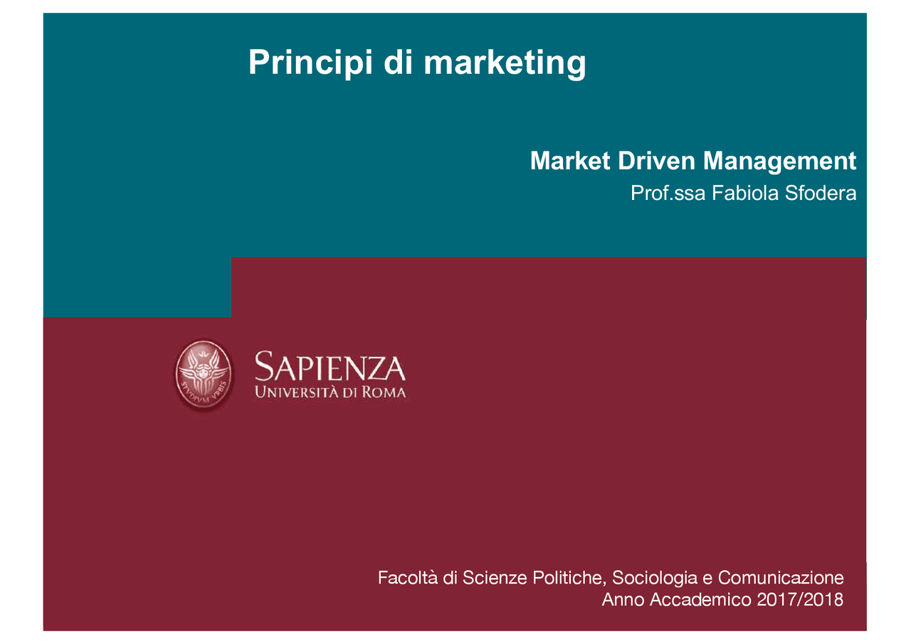 LEZIONE 3 Principi di marketing - Docsity
