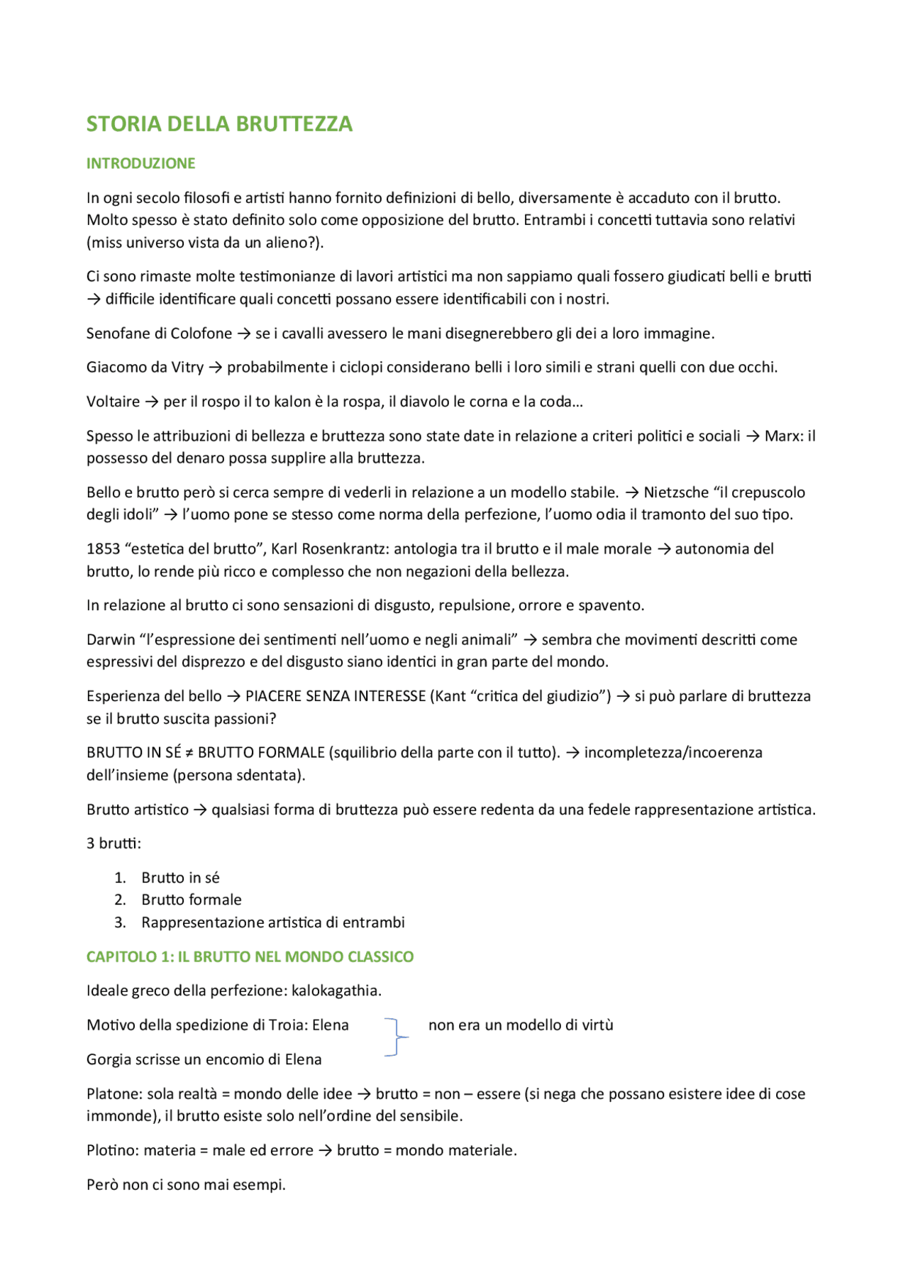 La storia della bruttezza di Umberto Eco Sintesi del corso di Storia
