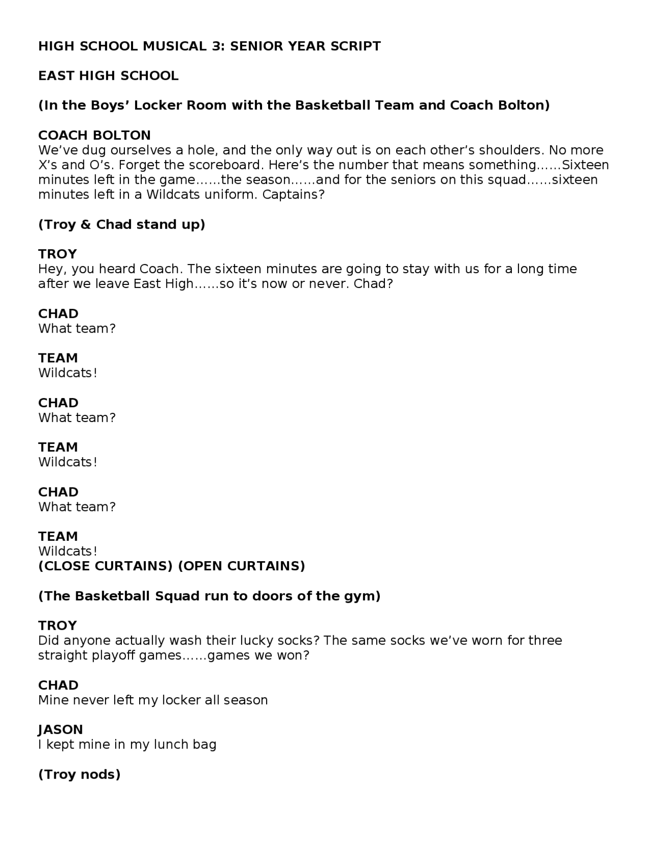 High School Musical Script - Docsity